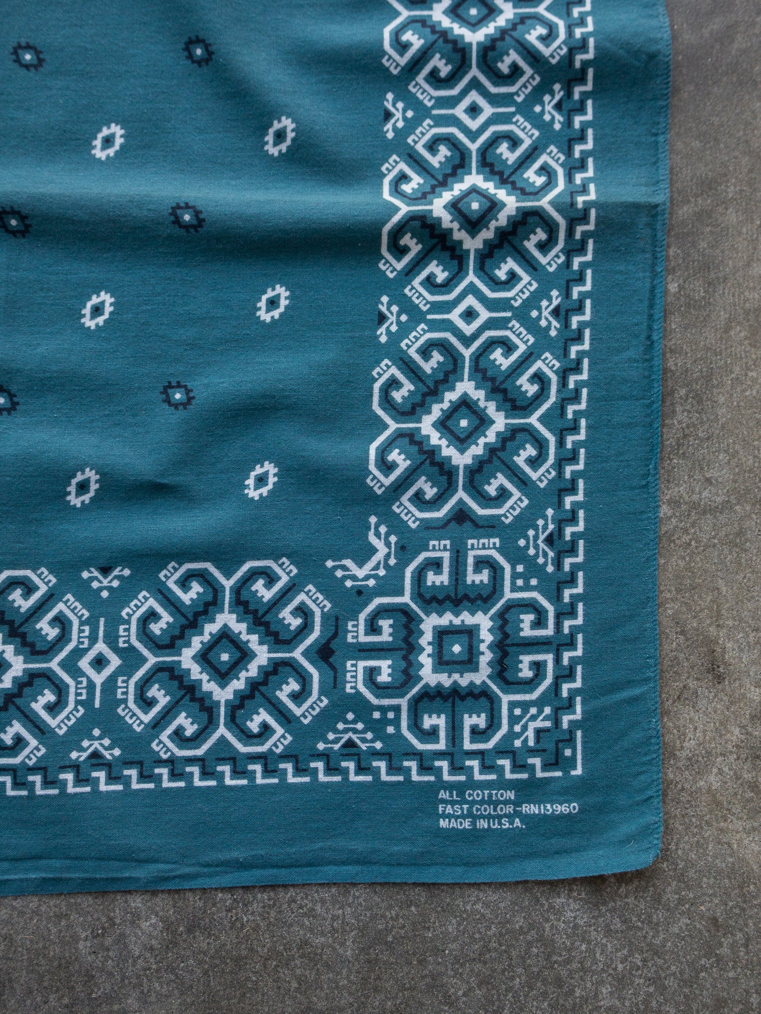 Vintage Dark Teal Geometric Bandana
