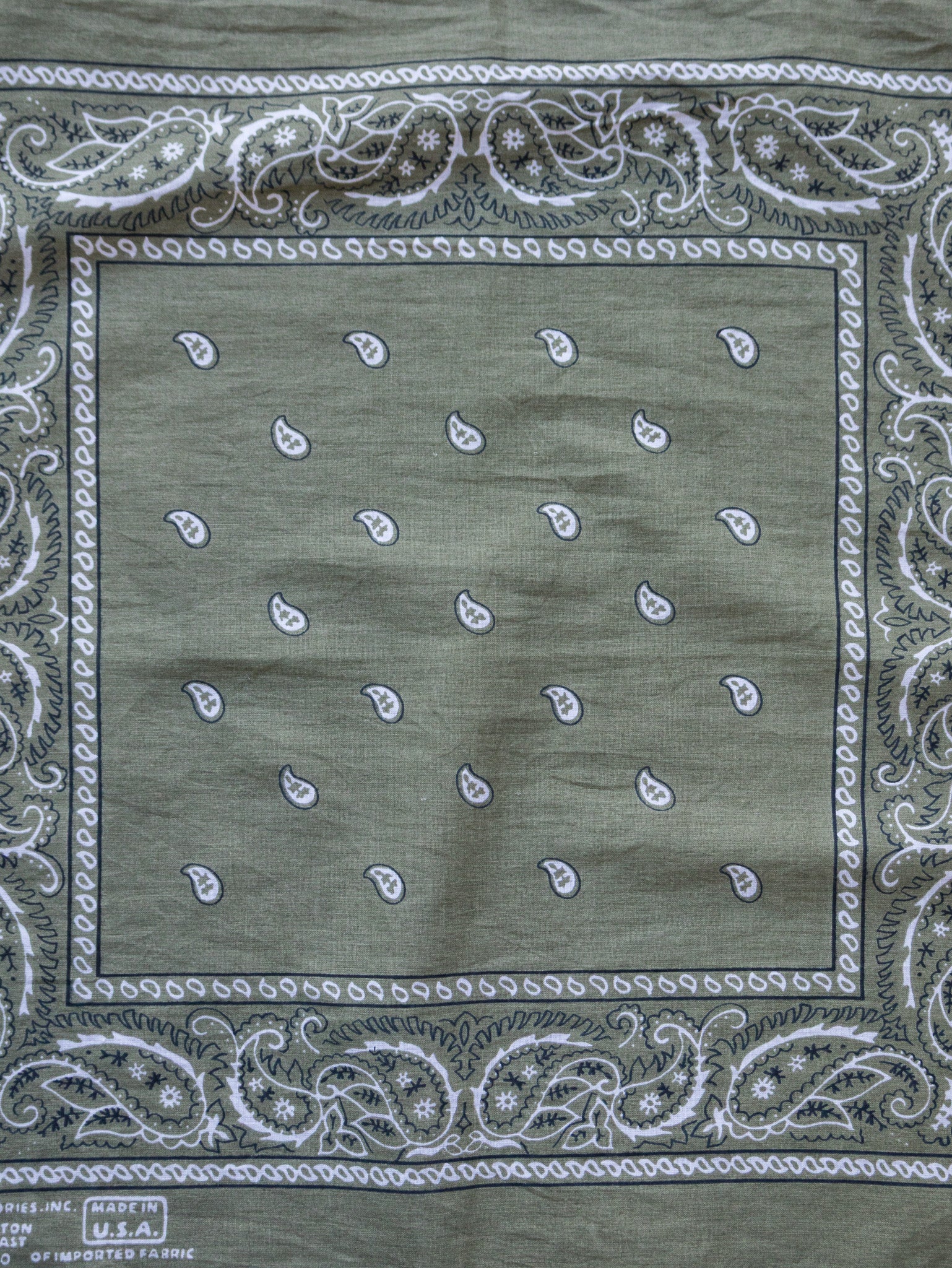 Vintage Olive Green Paisley Bandana