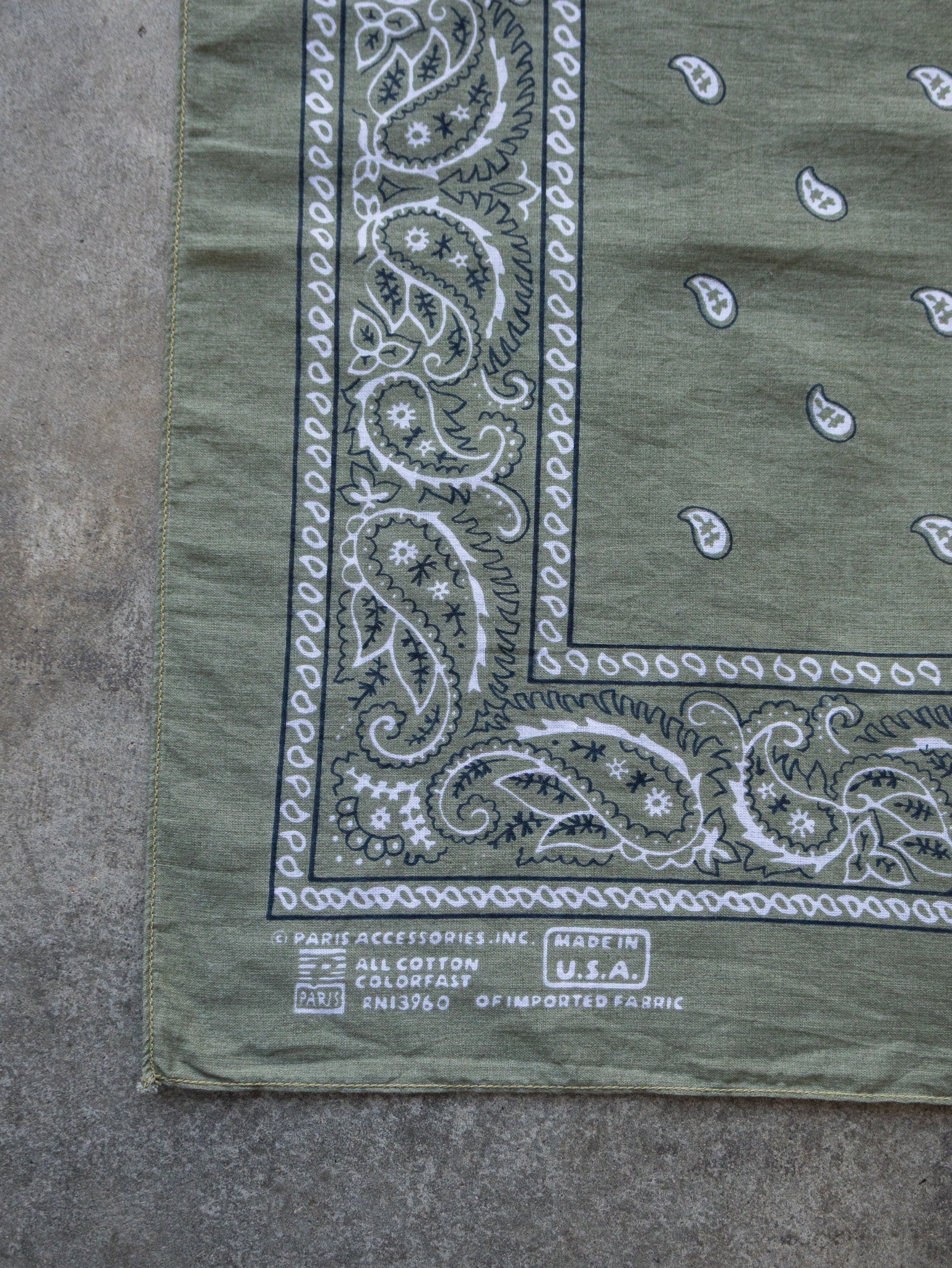 Vintage Olive Green Paisley Bandana