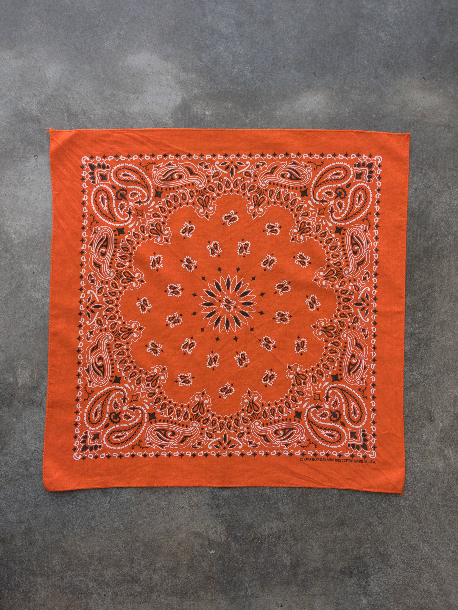 Vintage Bright Orange Paisley Bandana