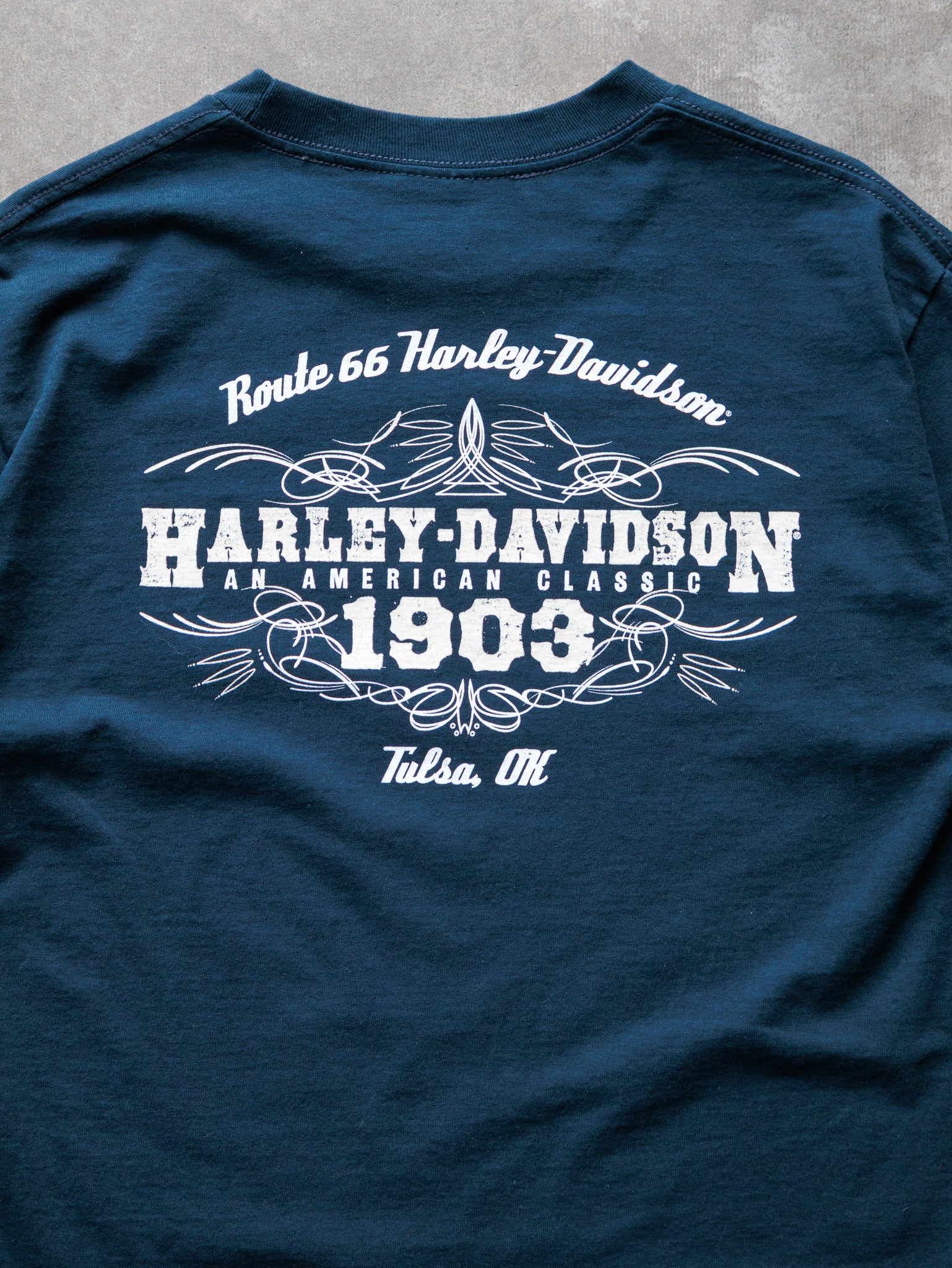 Vintage Navy Harley-Davidson Tulsa Oklahoma Tee (M)