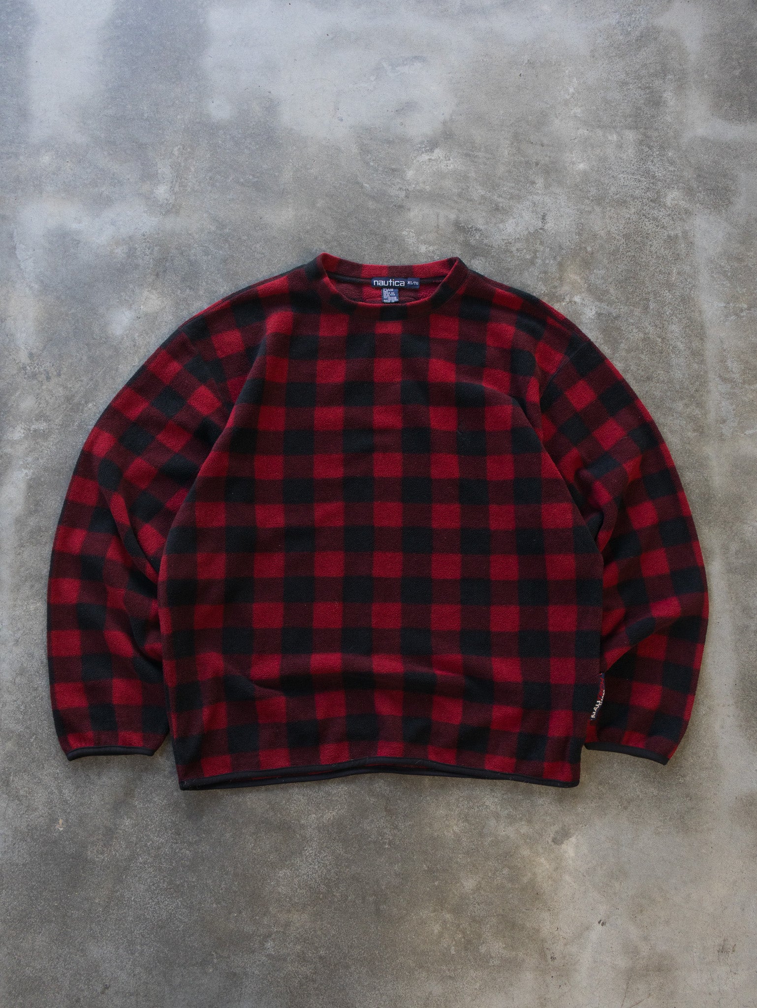 Vintage '90s Red Check Nautica Fleece (XL)