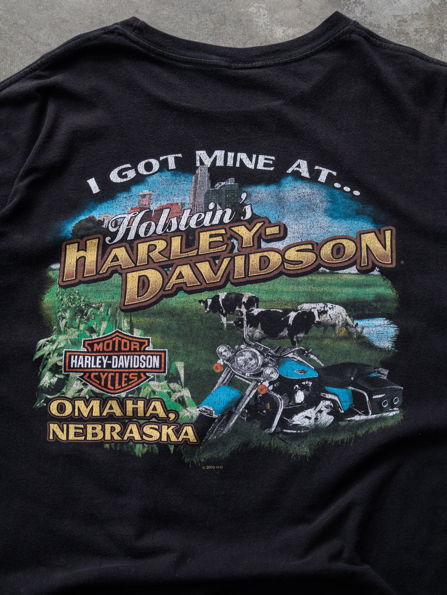 Vintage Black Harley-Davidson Omaha Nebraska Tee (2XL)