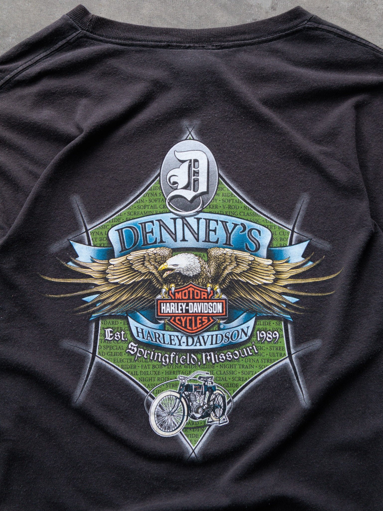 Vintage Faded Black Harley-Davidson Springfield Missouri Tee (XL)