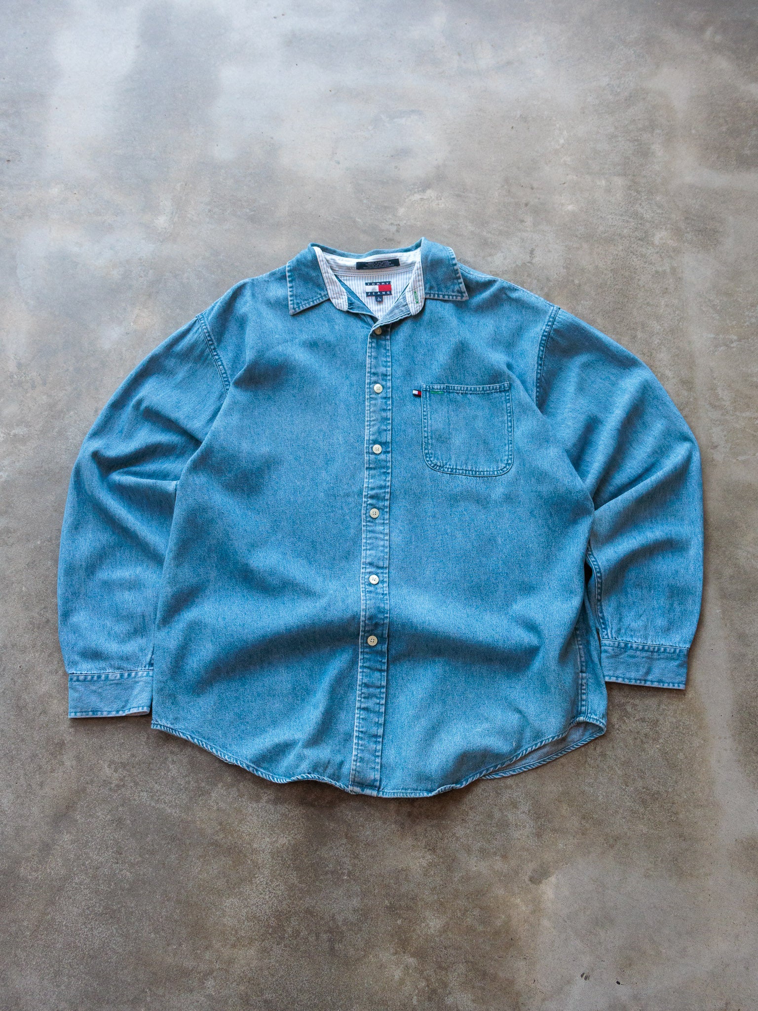 Vintage Blue Tommy Jeans Denim Shirt (L)