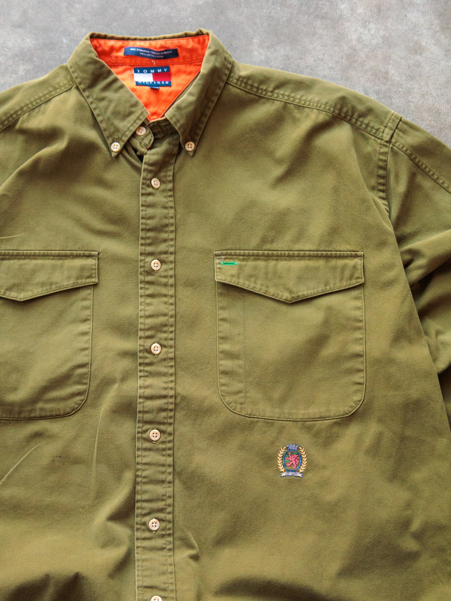 Vintage Olive Tommy Hilfiger Shirt (L)