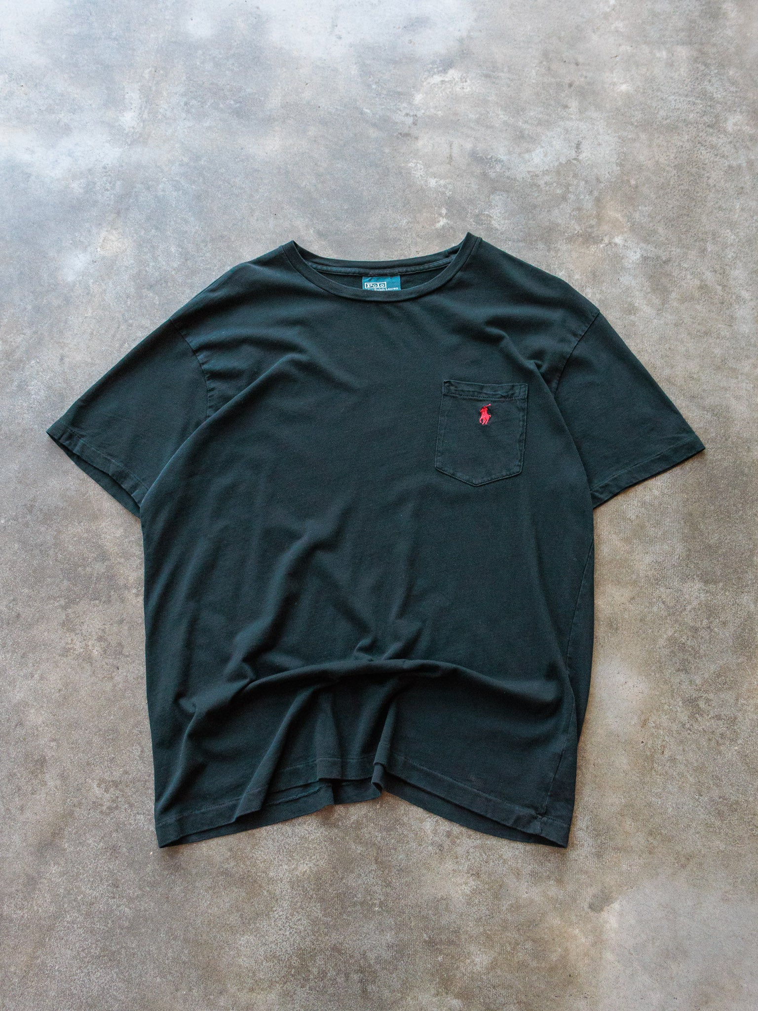 Vintage Black Polo Ralph Lauren Pocket Tee (M)
