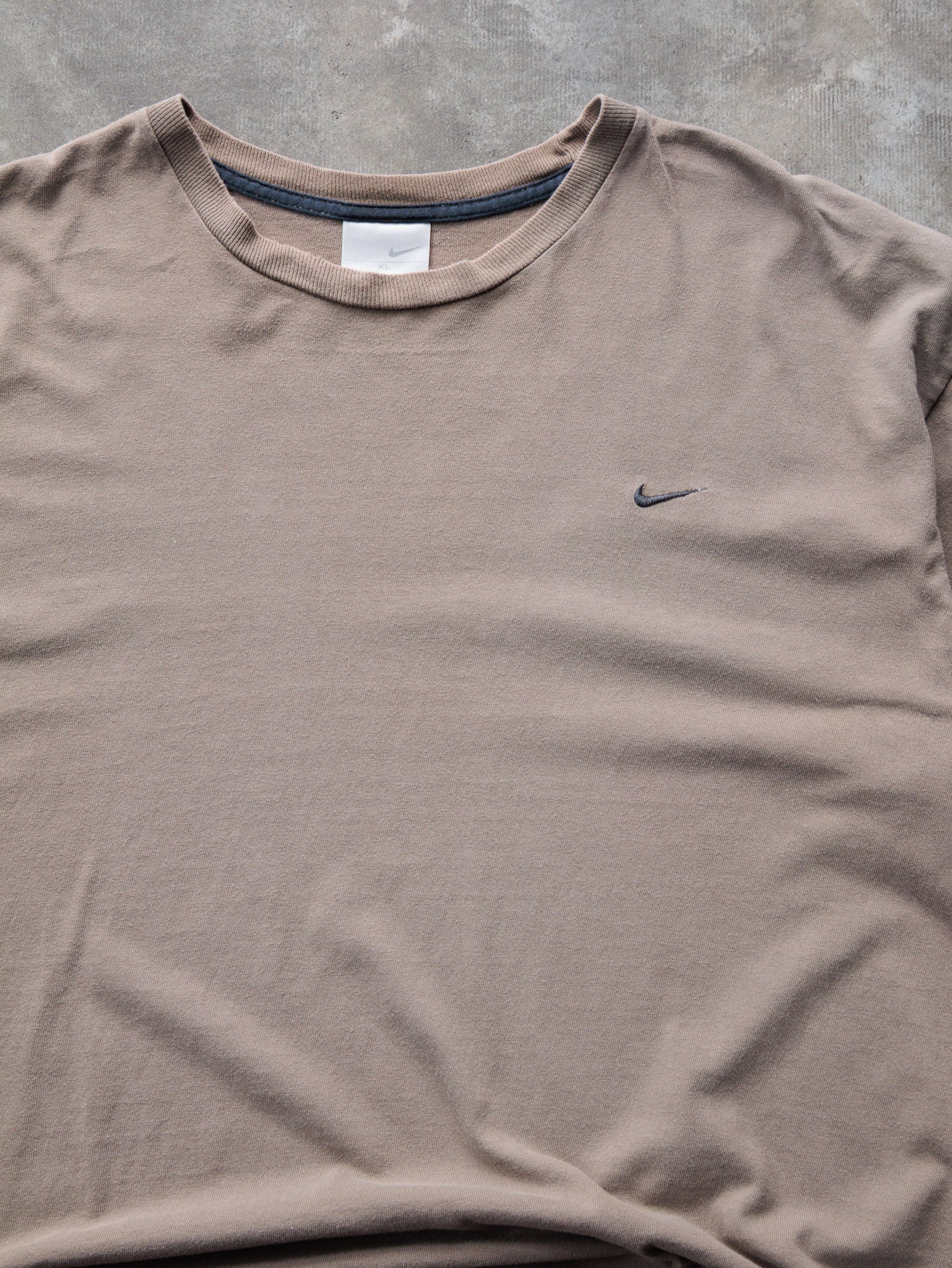 Vintage 00s Light Brown Nike Mini Swoosh Tee (XL)