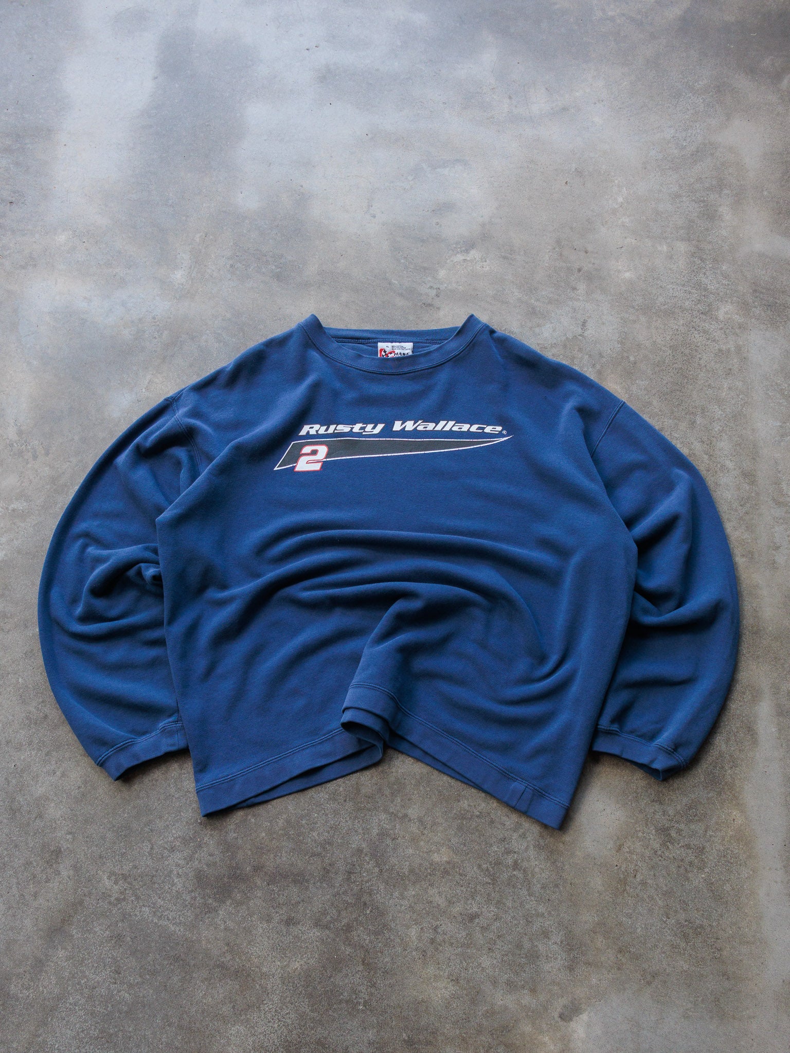 Vintage 00s Blue Chase Authentics Rusty Wallace NASCAR Sweatshirt (XL)