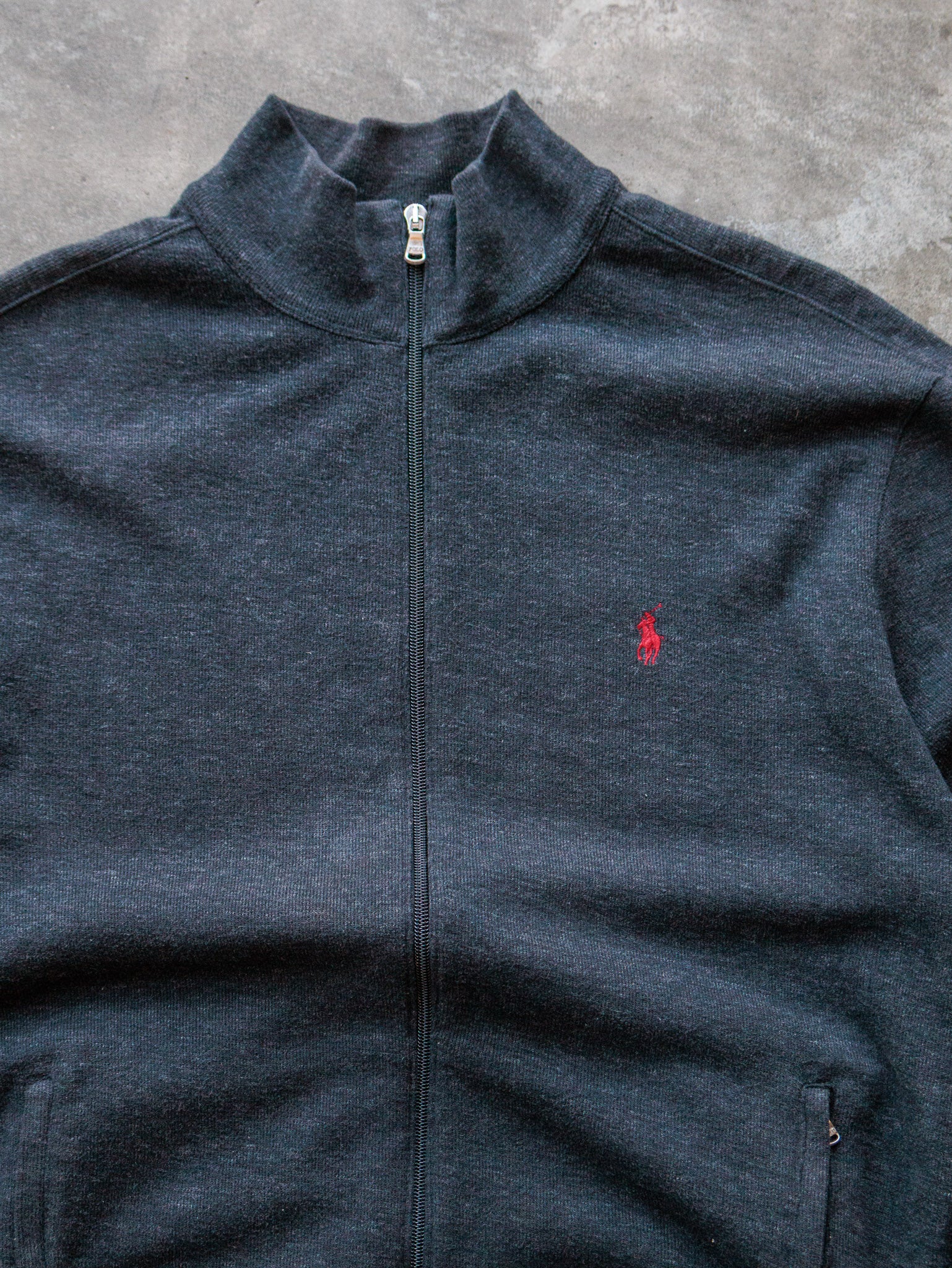 Vintage Charcoal Polo Ralph Lauren Zip Sweatshirt (L)