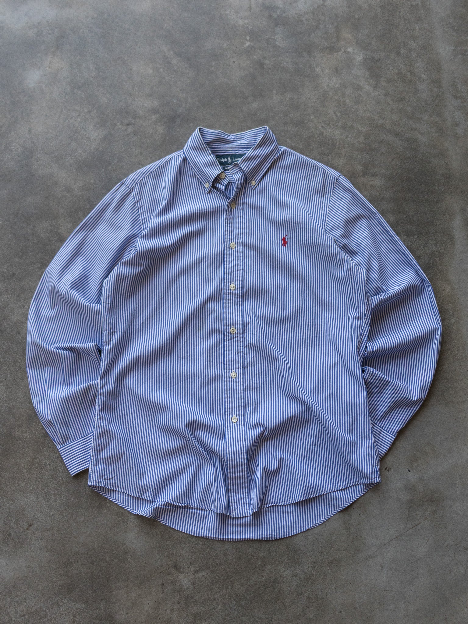 Vintage Blue Striped Ralph Lauren Shirt (M)