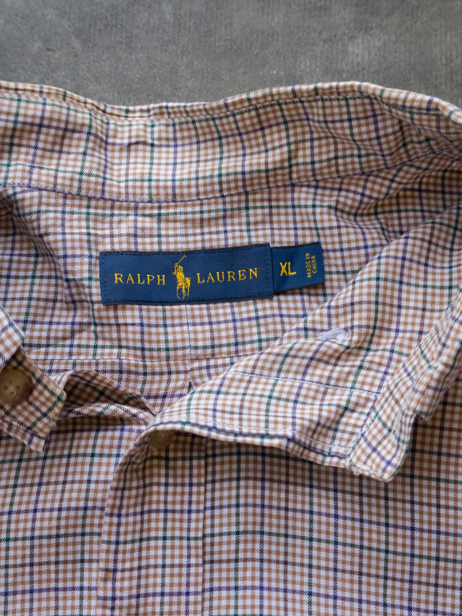 Vintage Brown Check Ralph Lauren Shirt (XL)