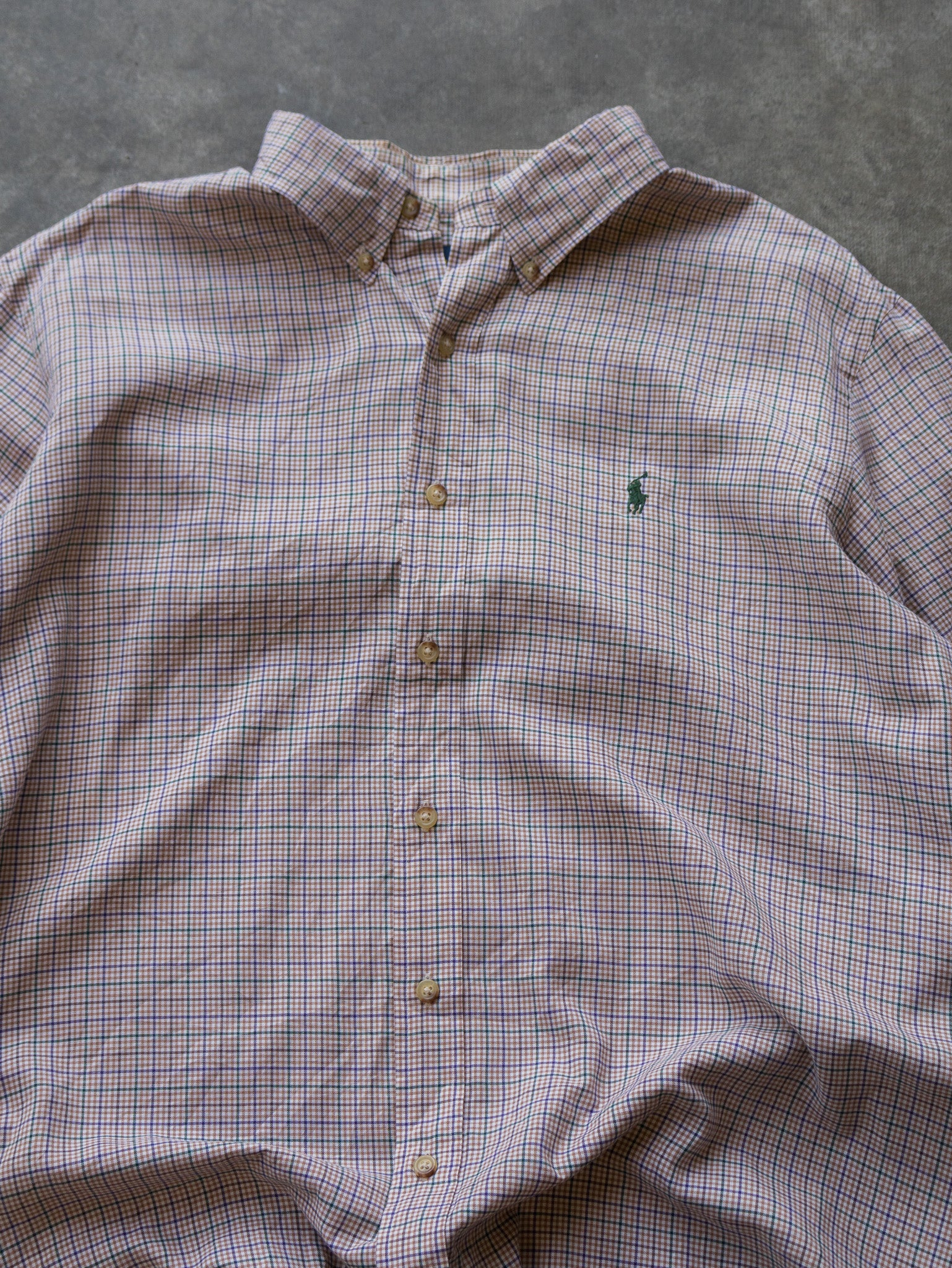 Vintage Brown Check Ralph Lauren Shirt (XL)