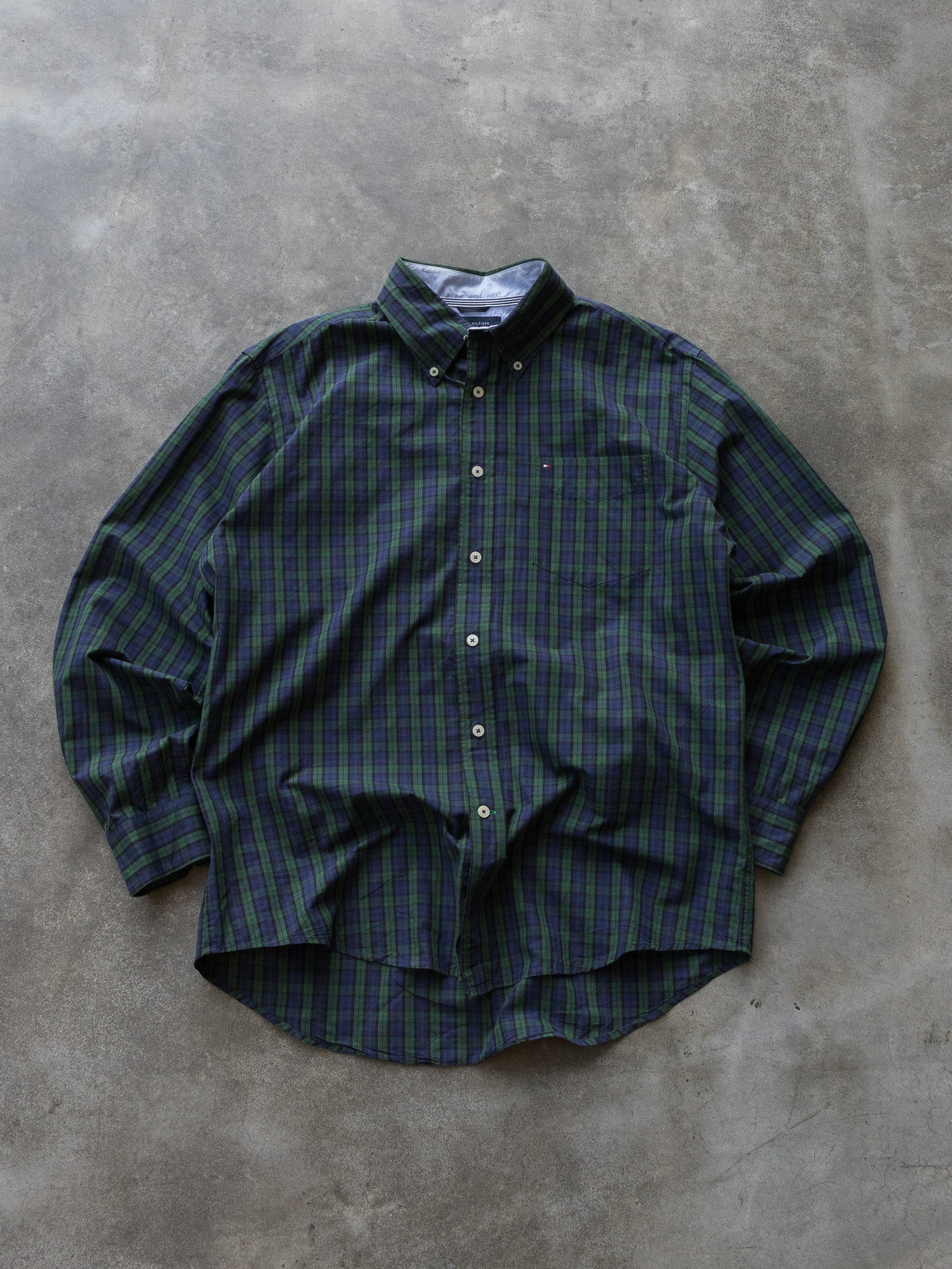 Vintage Green Check Tommy Hilfiger Shirt (L)