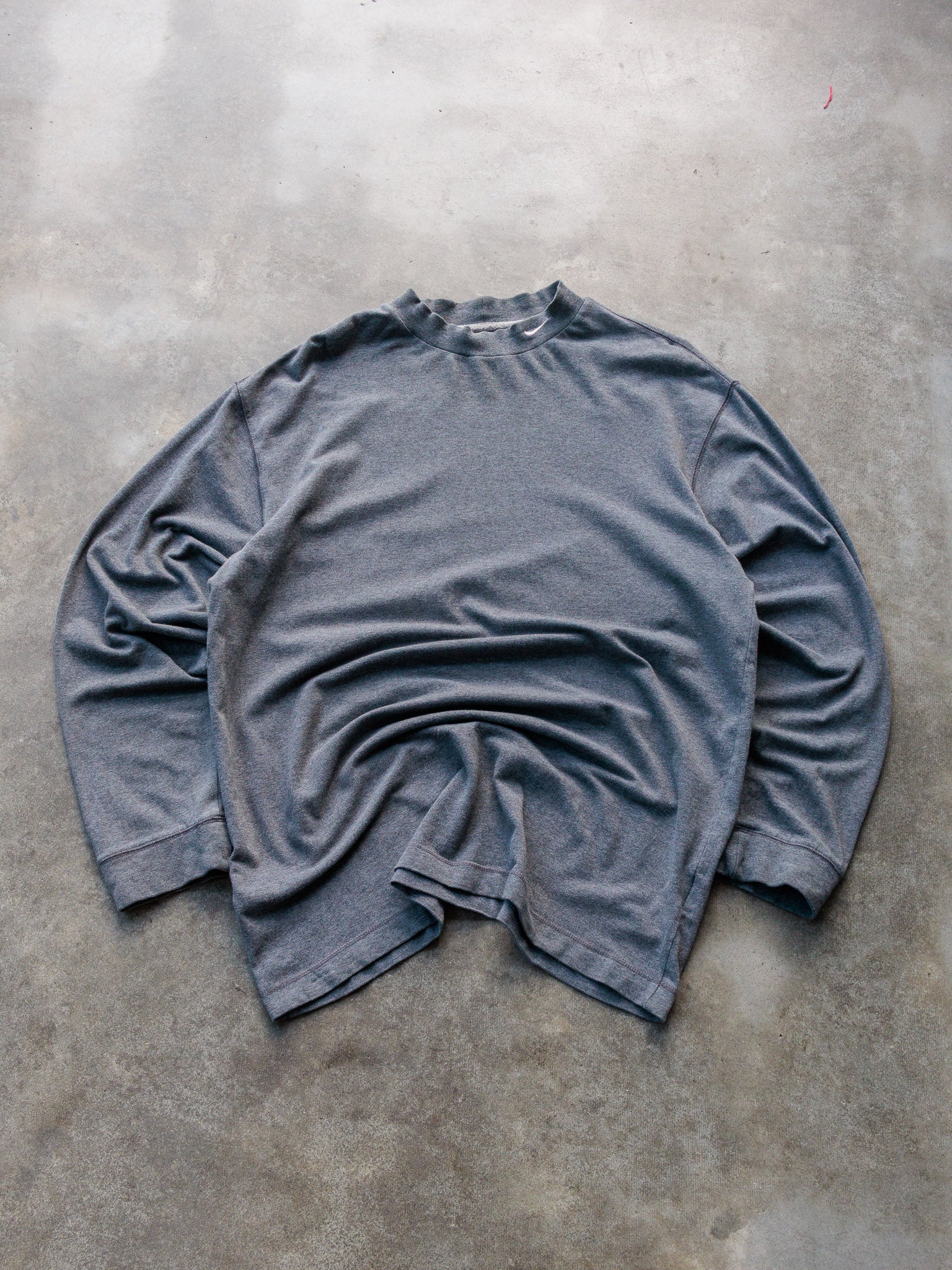 Vintage 00s Grey Nike Swoosh Mock Neck Long Sleeve (L)