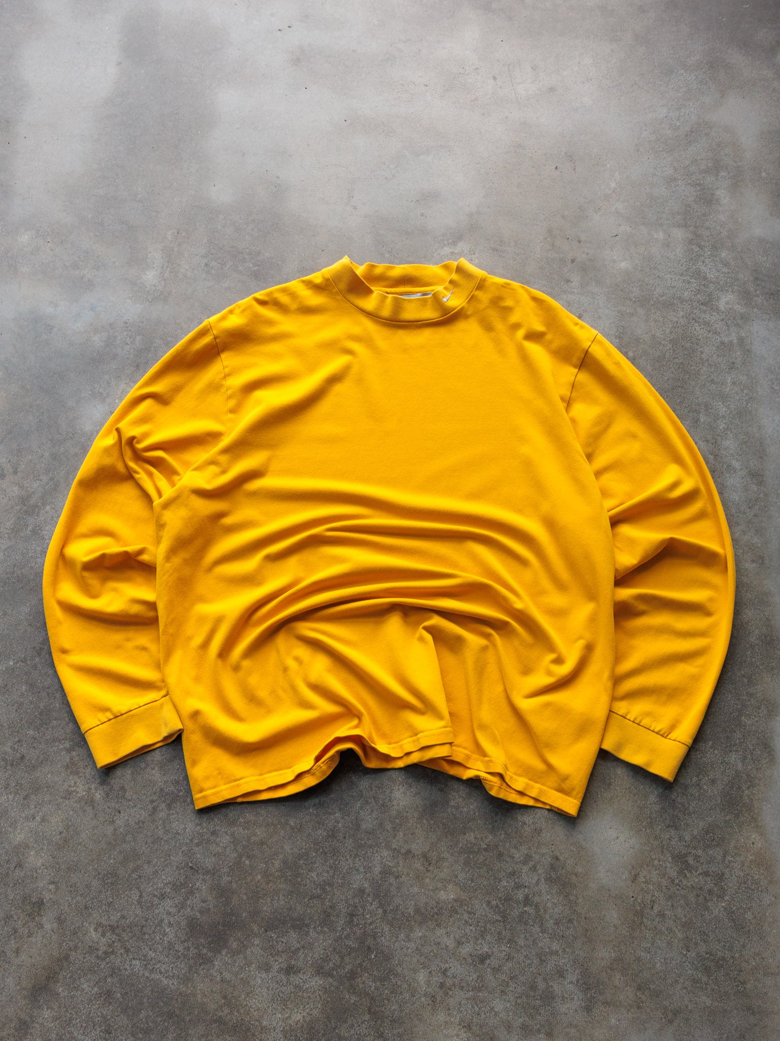 Vintage 00s Yellow Nike Swoosh Mock Neck Long Sleeve (XL)