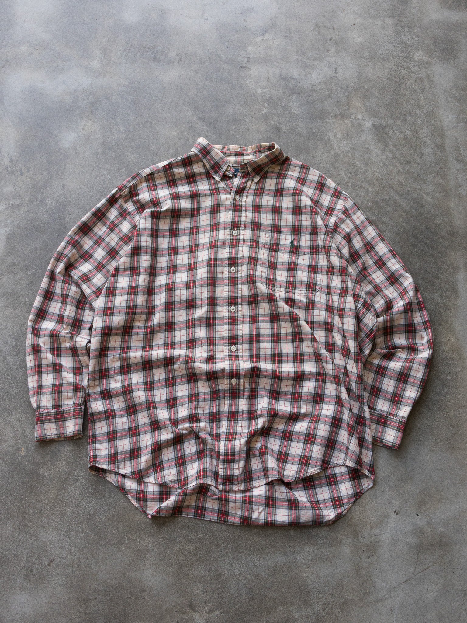 Vintage Cream Check Ralph Lauren Shirt (L)