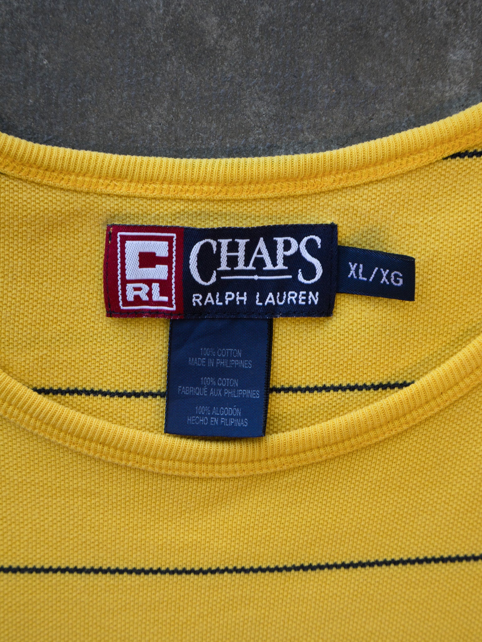 Vintage Yellow Chaps Ralph Lauren Stripe Tee (XL)