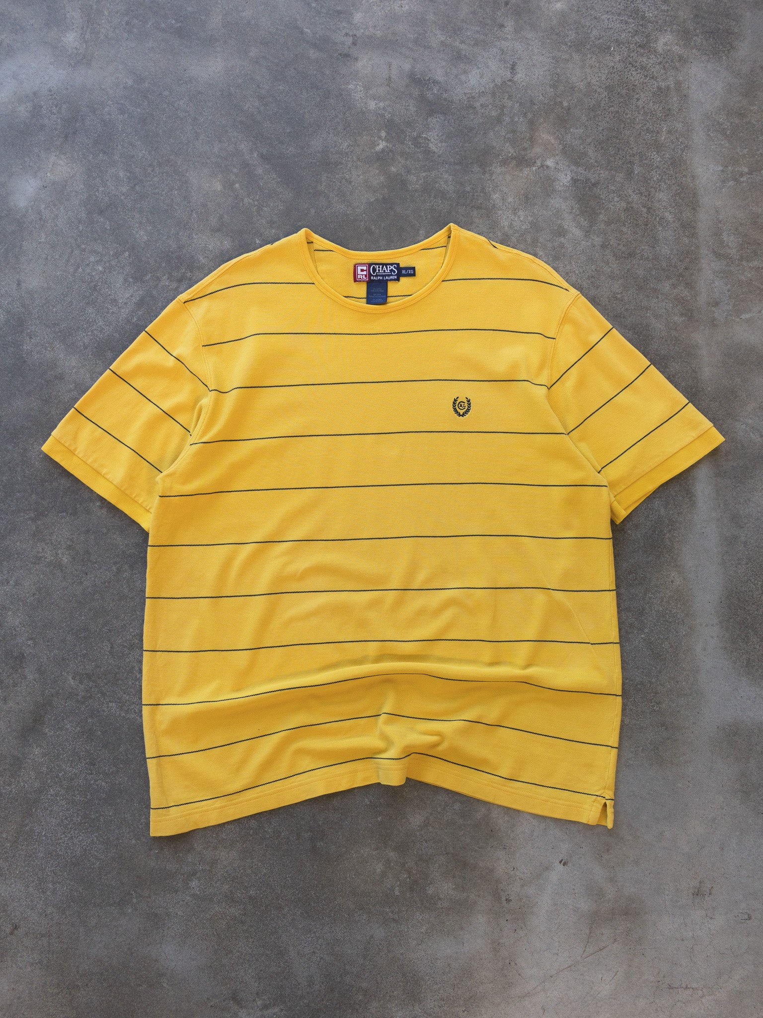 Vintage Yellow Chaps Ralph Lauren Stripe Tee (XL)