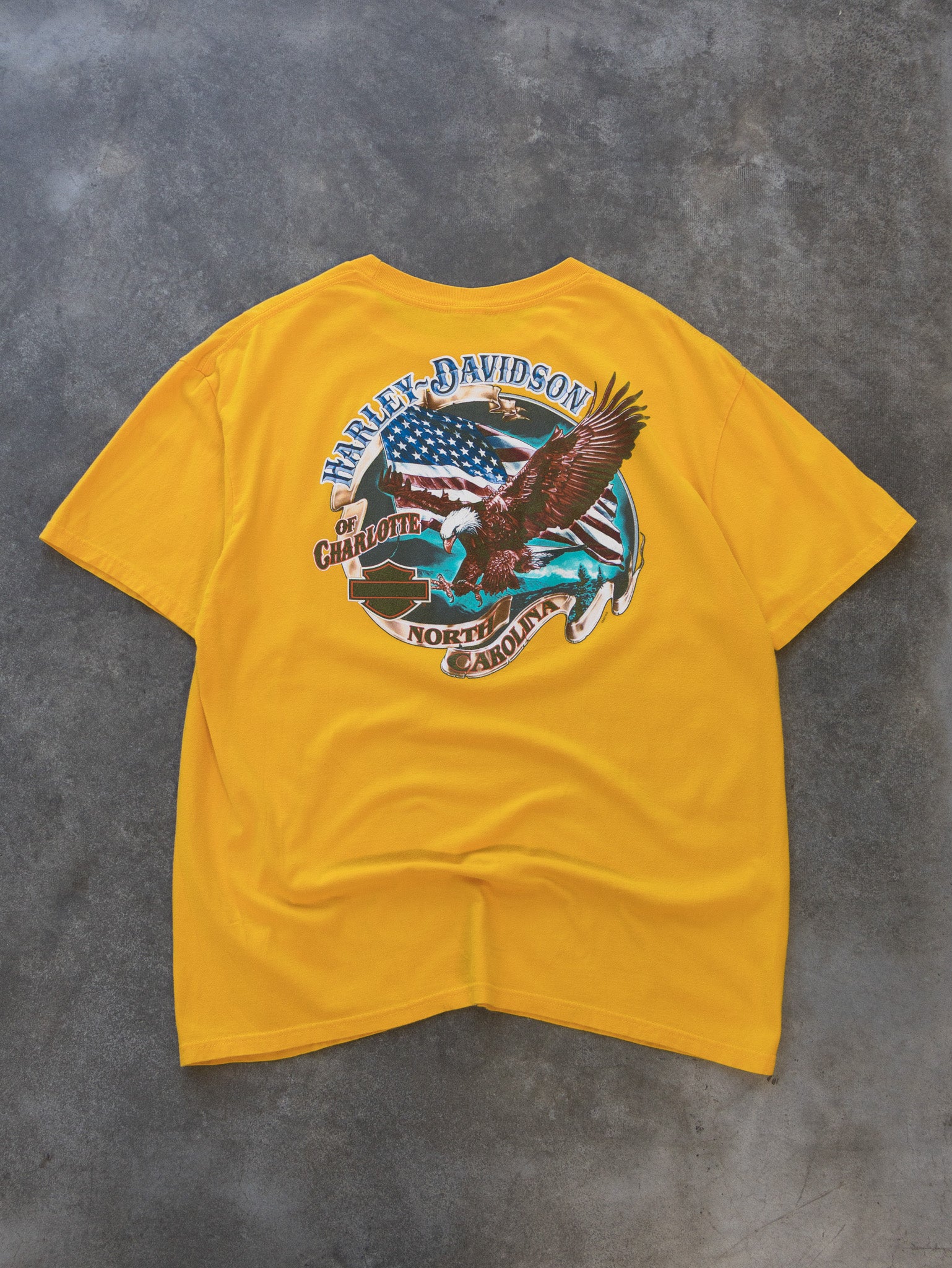 Vintage 2010 Yellow North Carolina Harley-Davidson Tee (XL)