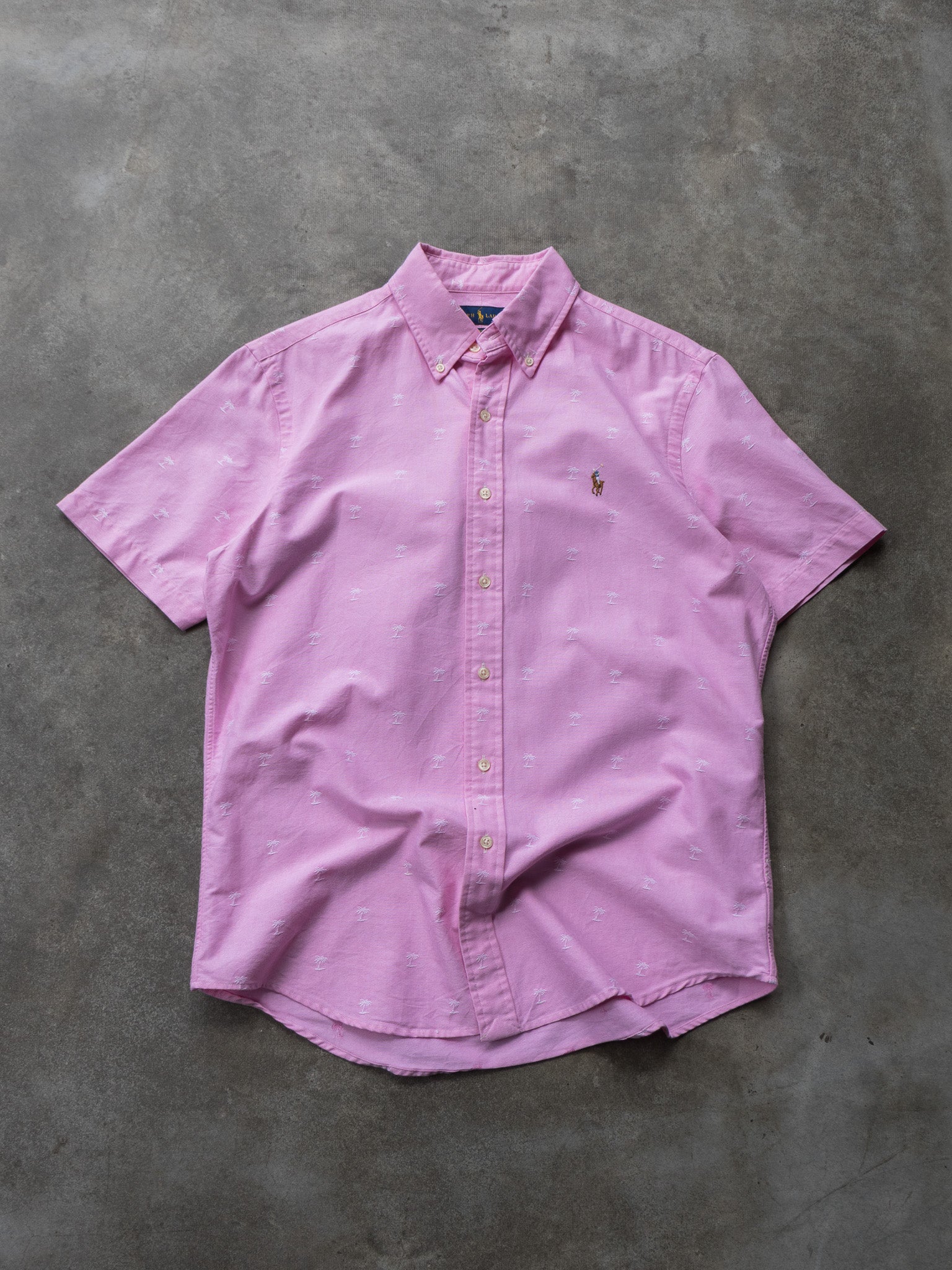 Vintage Pink Palm Ralph Lauren Shirt (M)