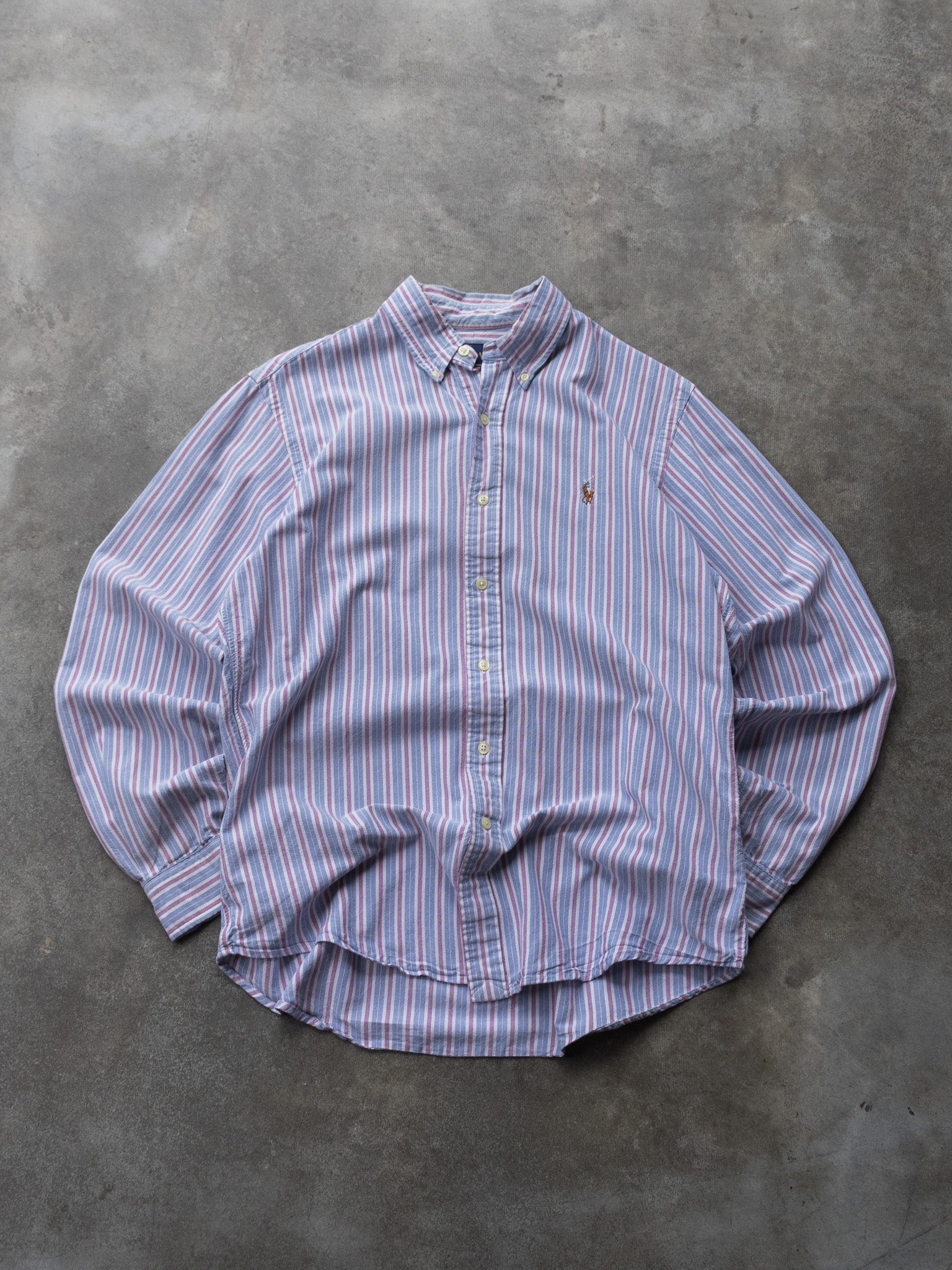 Vintage Blue Striped Ralph Lauren Shirt (M)