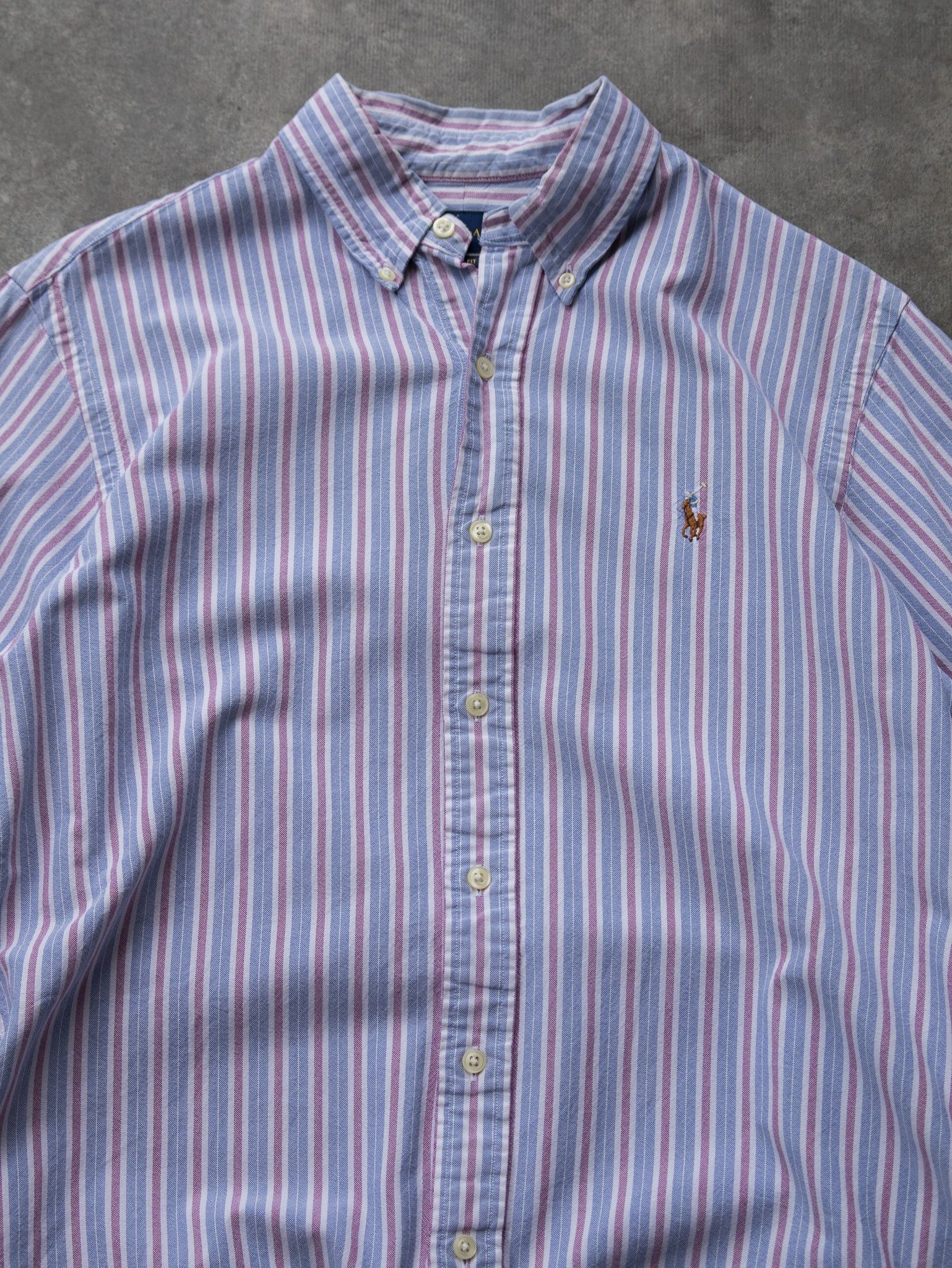 Vintage Blue Striped Ralph Lauren Shirt (M)
