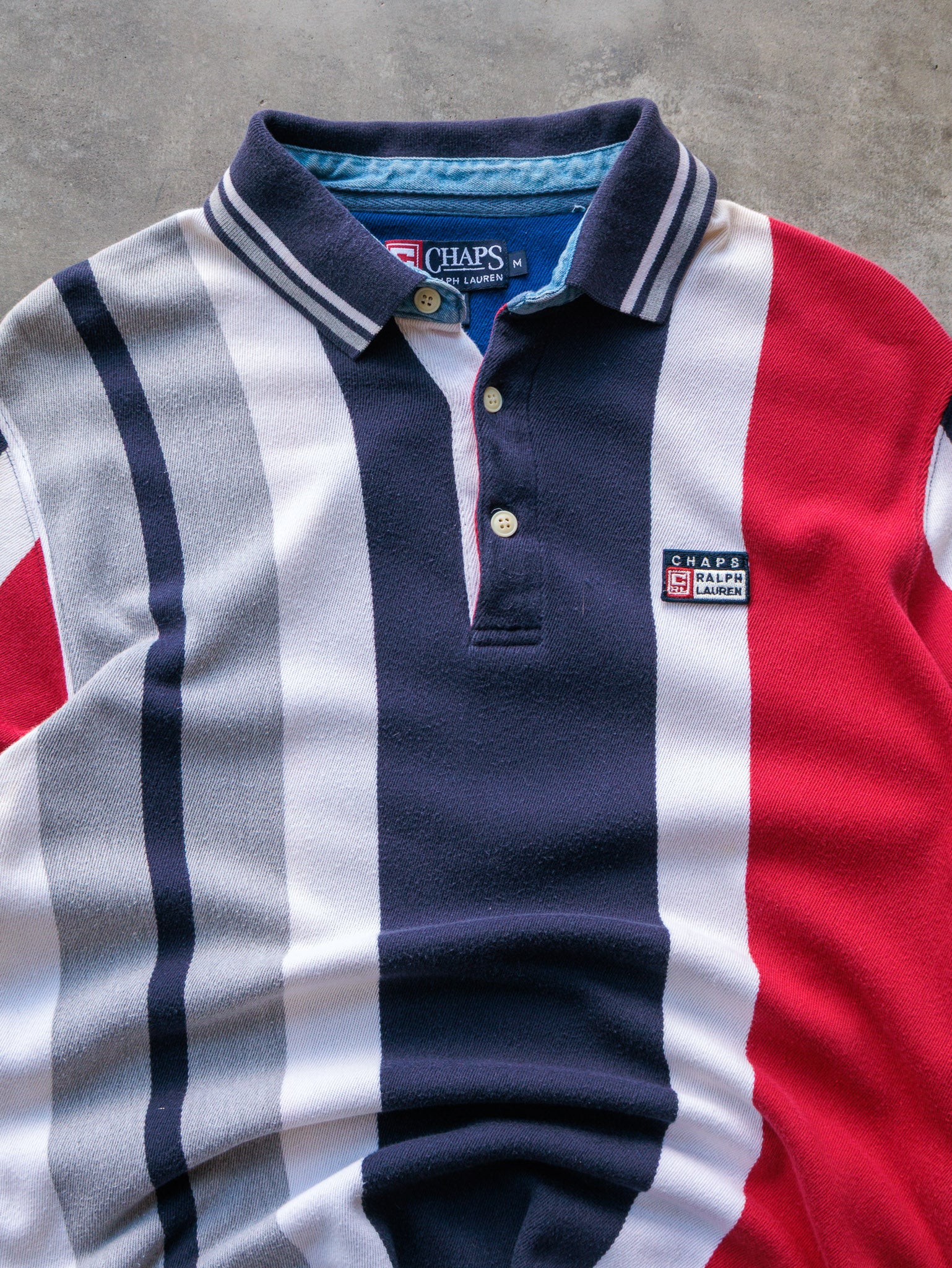 Vintage 90s Chaps Ralph Lauren Striped Long Sleeve Polo (M)