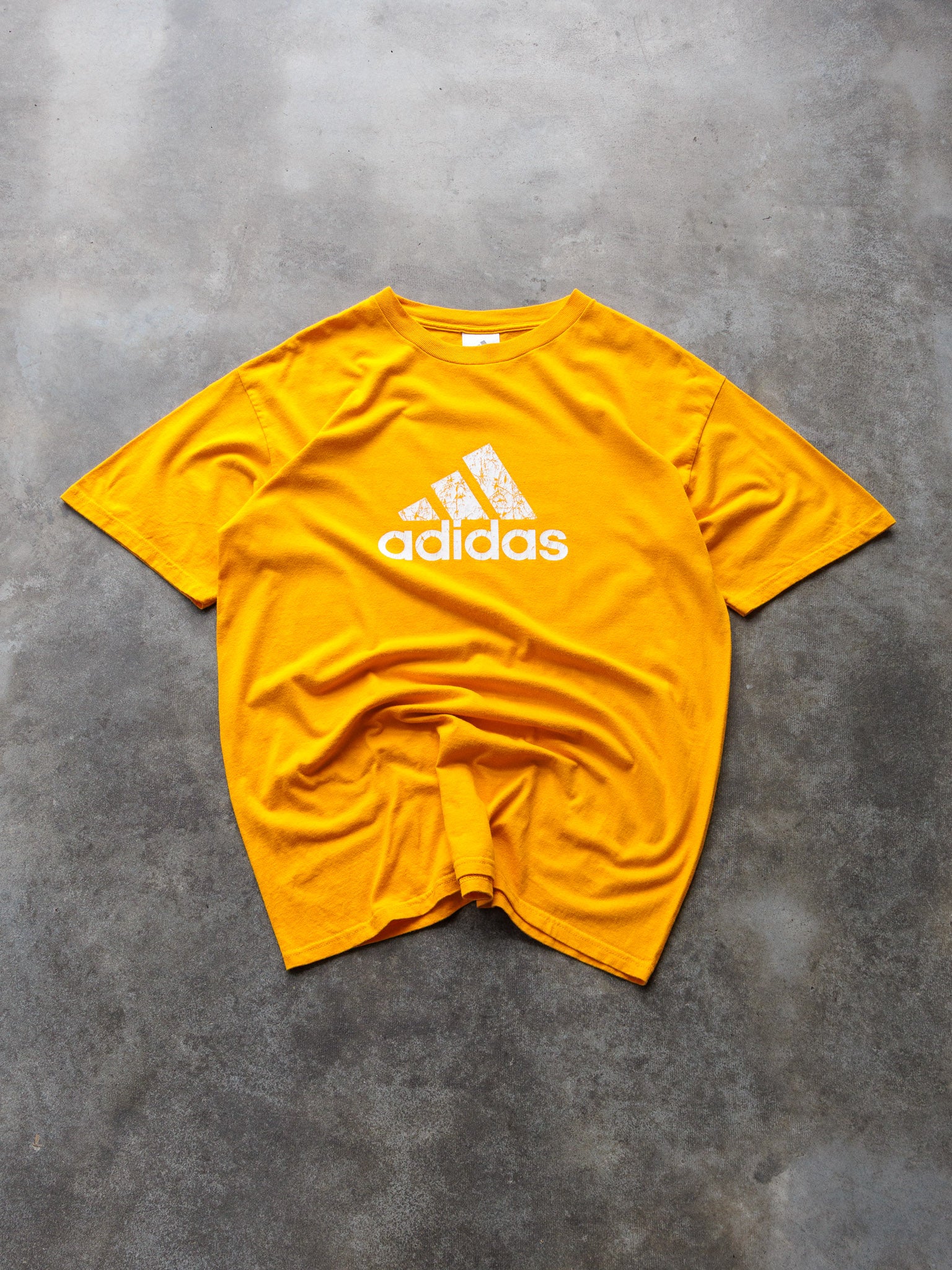Vintage 00s Yellow Adidas Logo Tee (M)