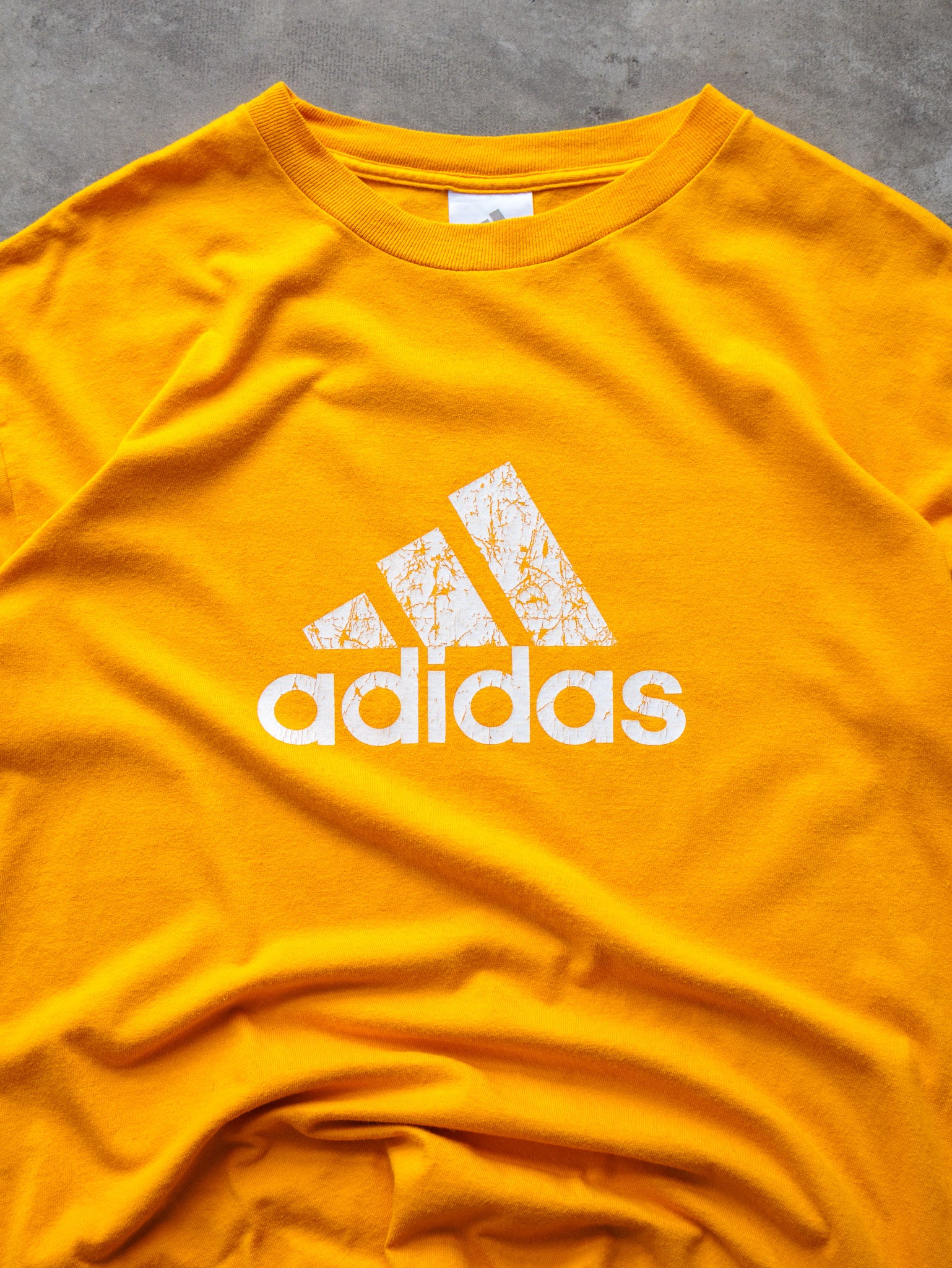 Vintage 00s Yellow Adidas Logo Tee (M)