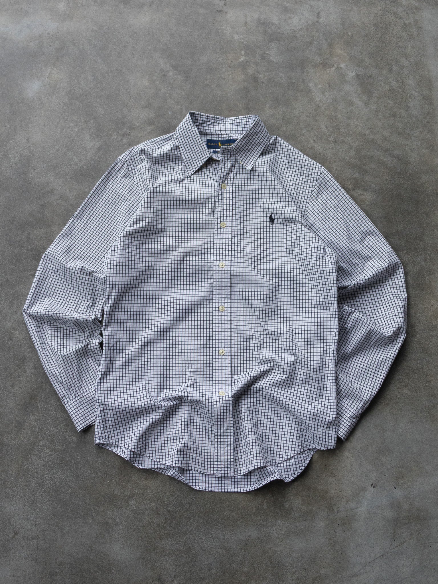 Vintage White Black Check Ralph Lauren Shirt (M)