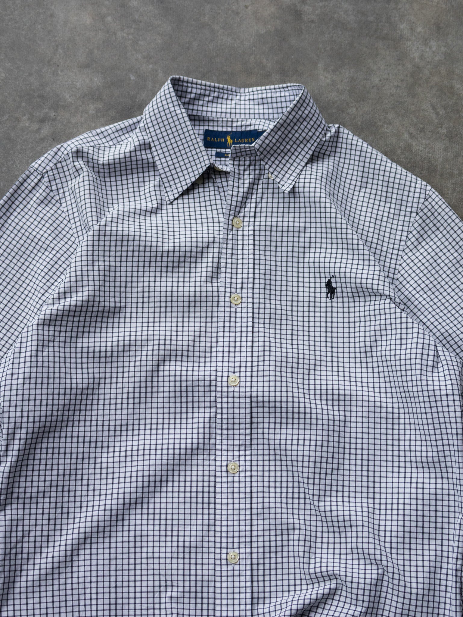 Vintage White Black Check Ralph Lauren Shirt (M)