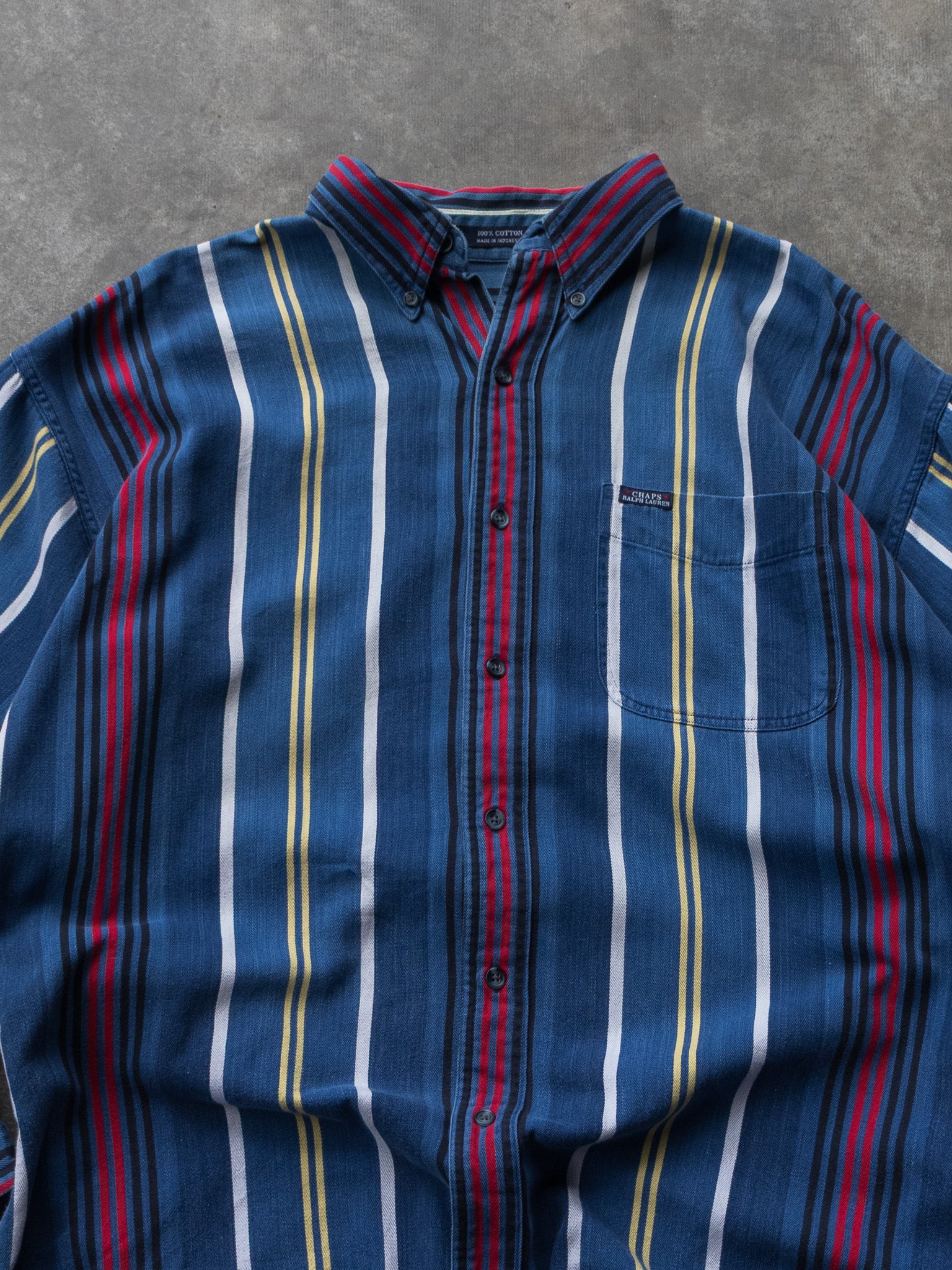 Vintage Blue Striped Chaps Ralph Lauren Shirt (L)