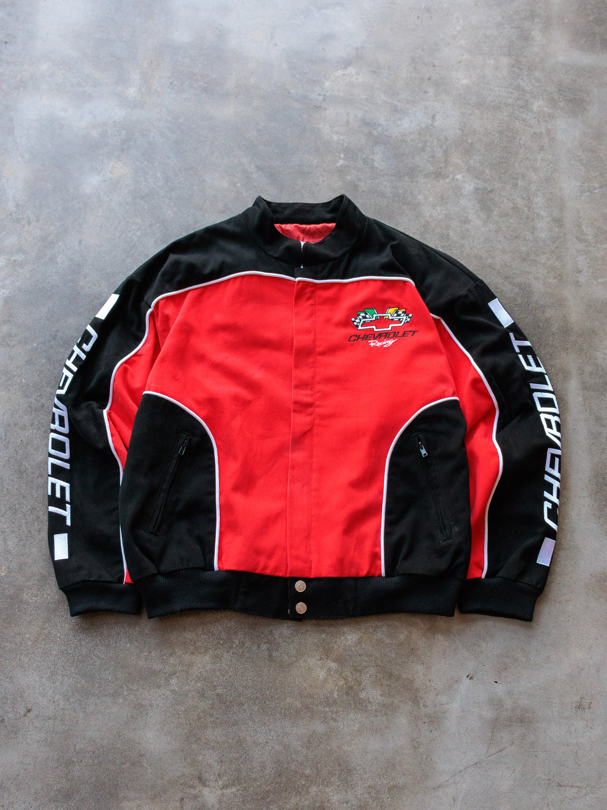 Vintage 90s Red & Black Chevrolet Racing Jacket (L)