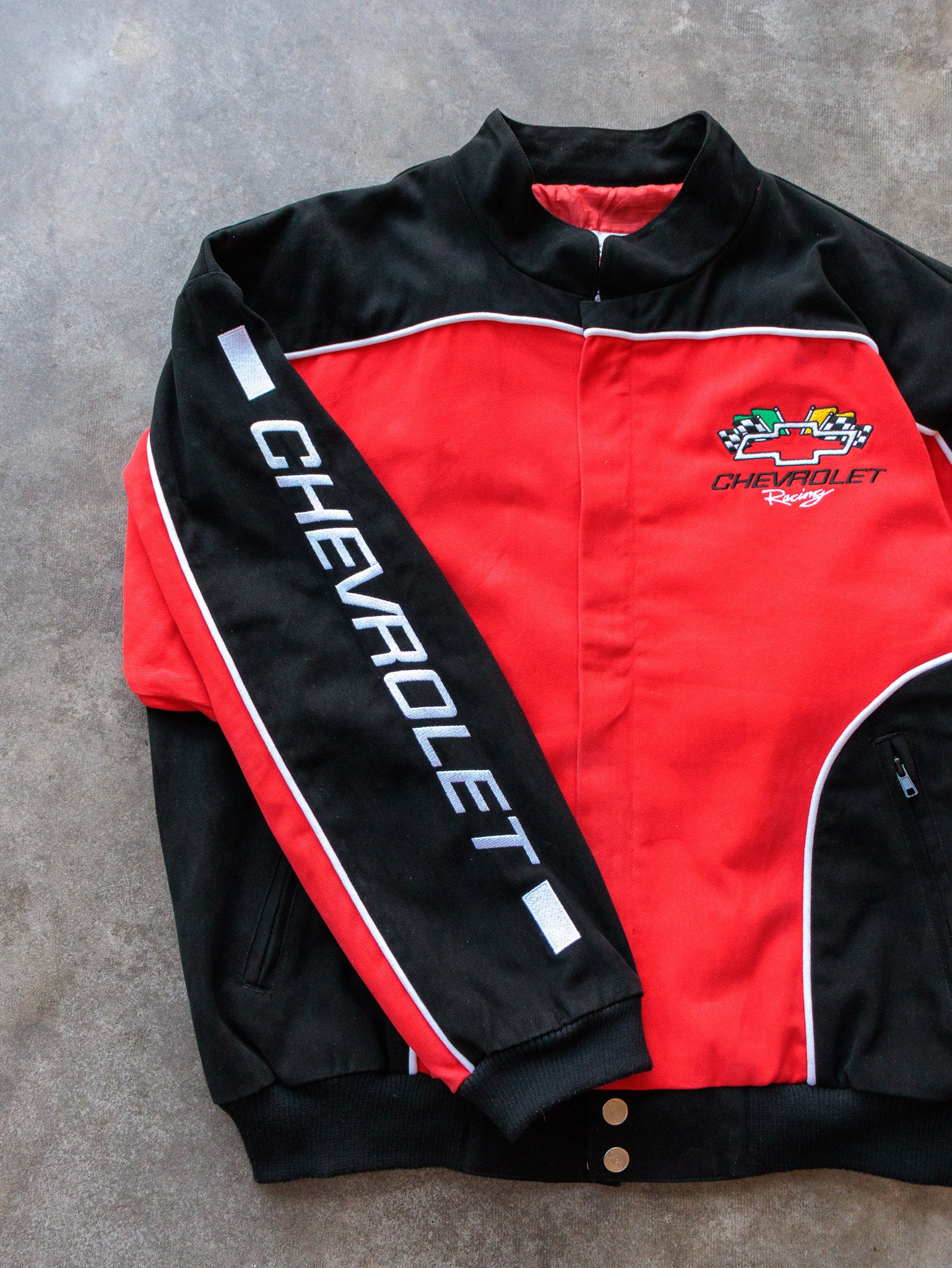 Vintage 90s Red & Black Chevrolet Racing Jacket (L)