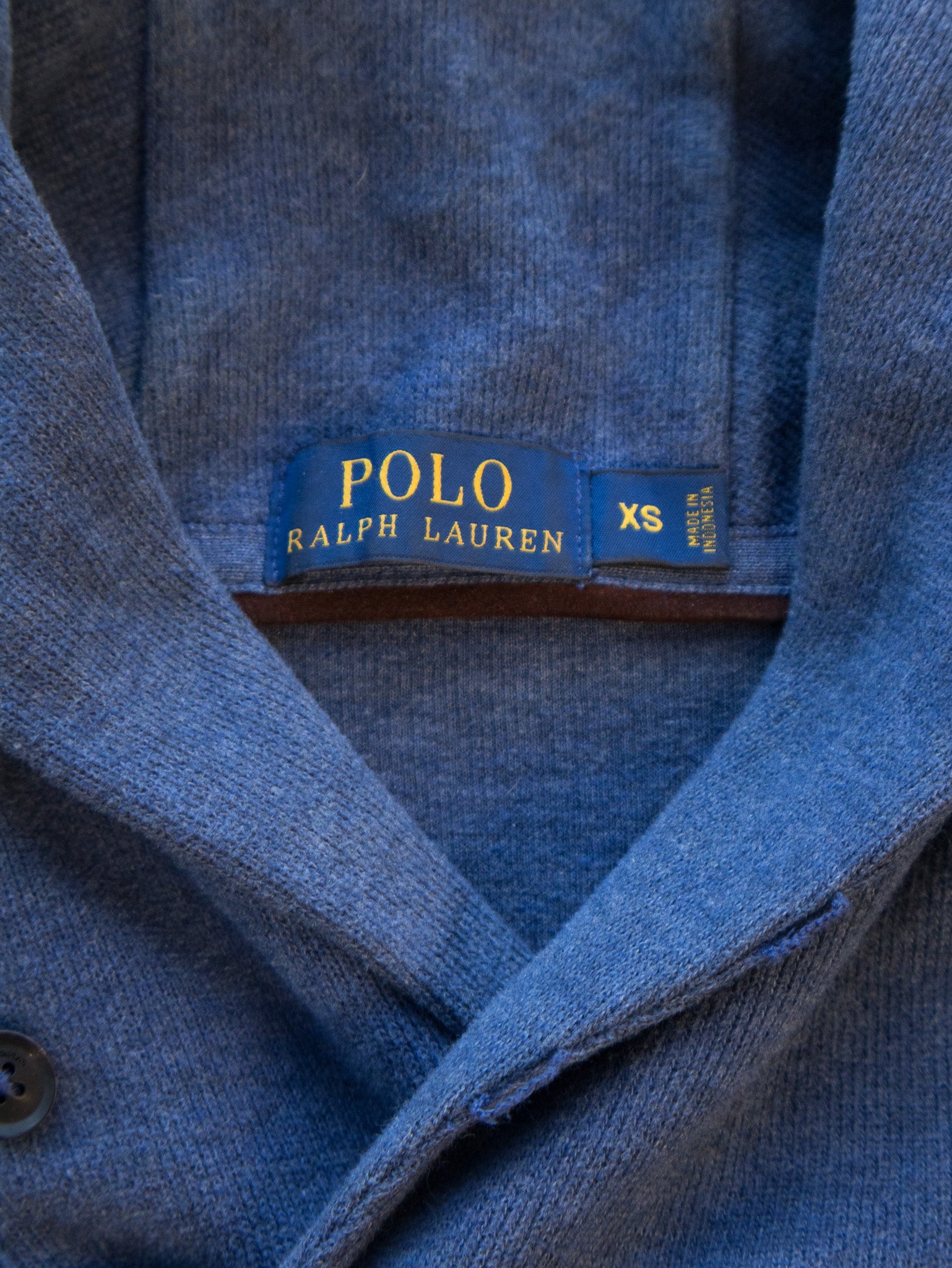 Vintage Blue Polo Ralph Lauren Shawl Neck Knit (XS)