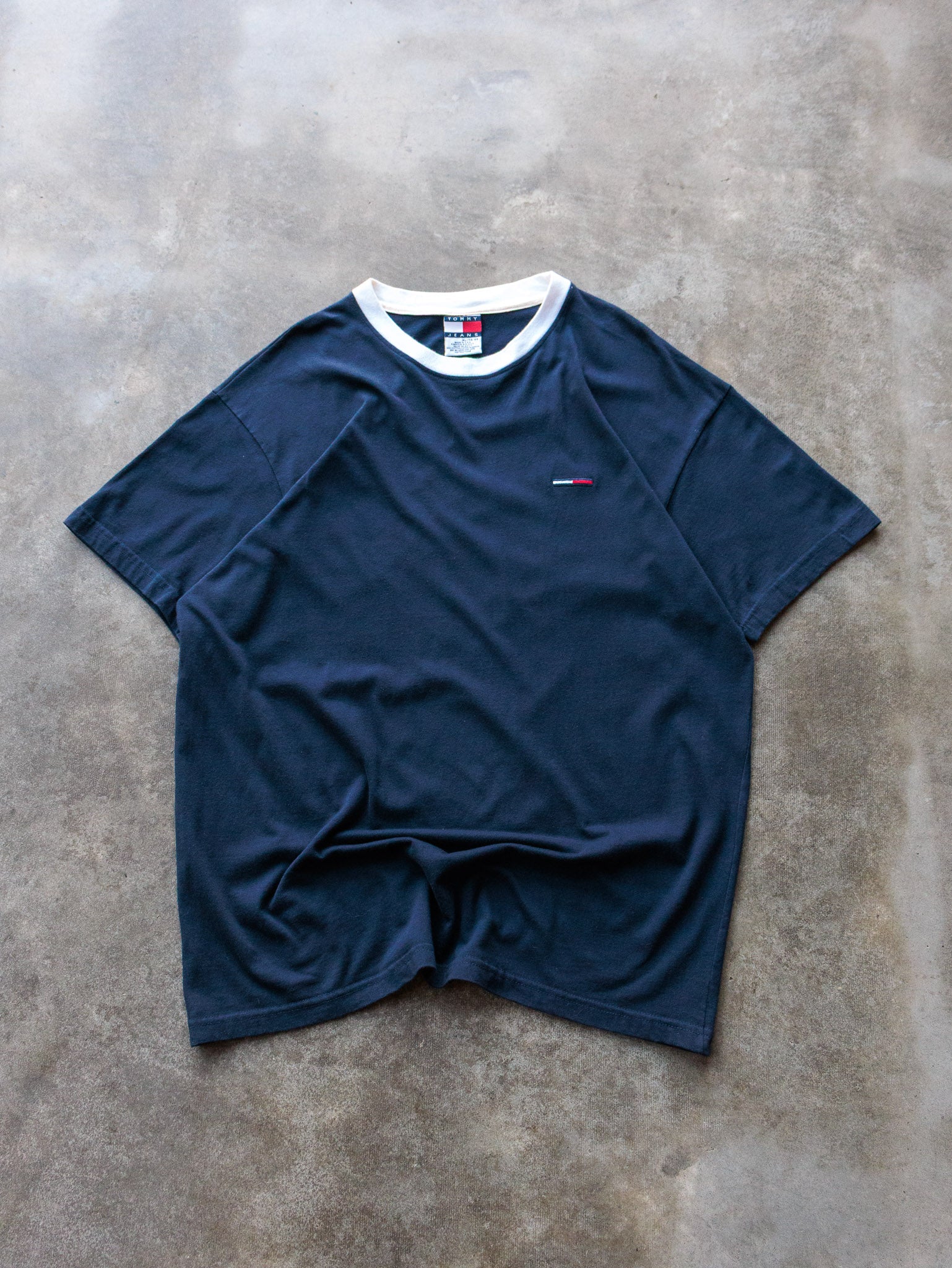 Vintage 90s Navy Tommy Hilfiger Ringer Tee (XL)