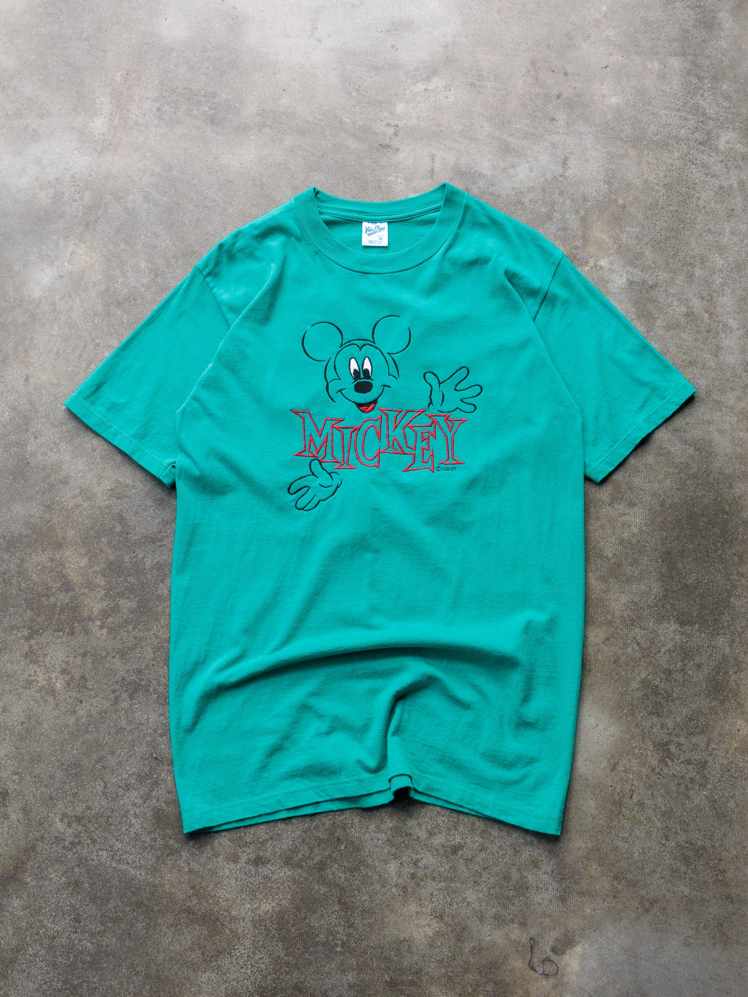 Vintage 90s Teal Mickey Spell Out Tee (M)