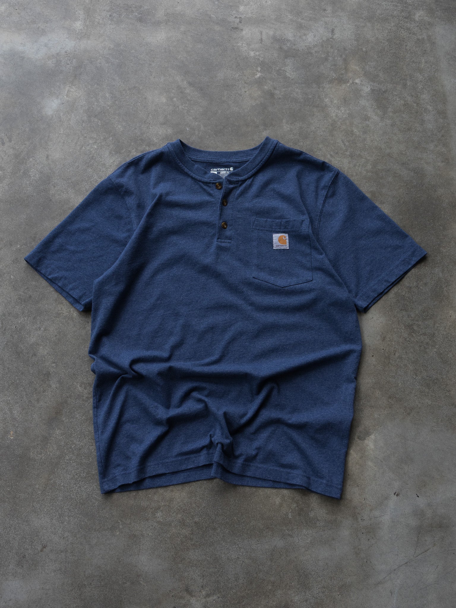 Vintage Blue Carhartt Henley Tee (M)