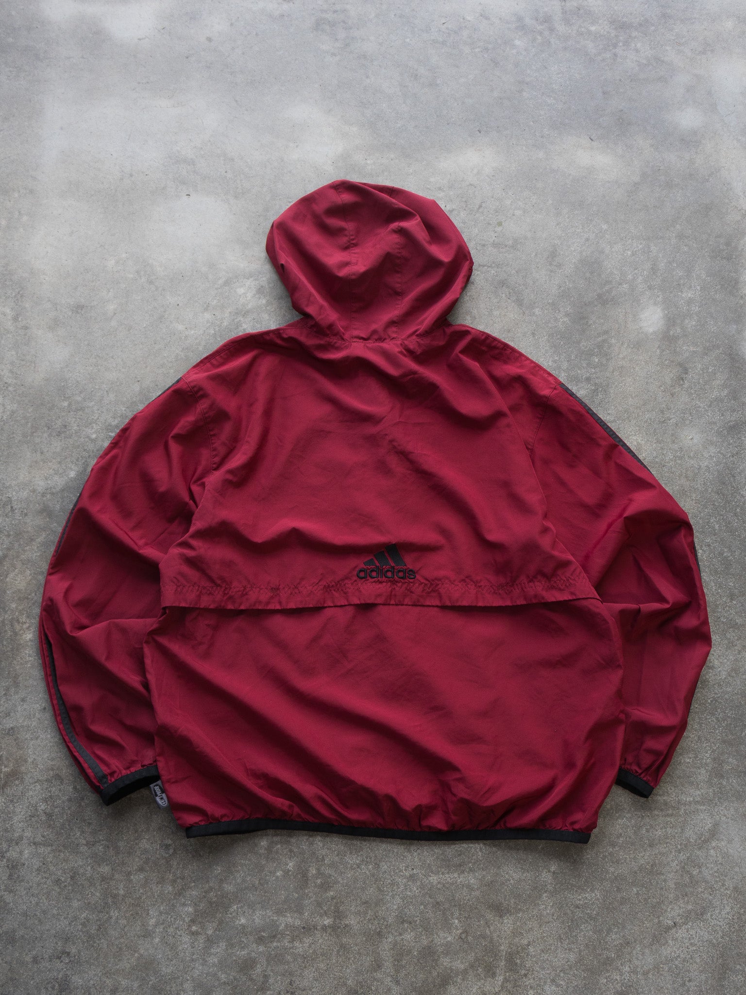 Vintage Red Adidas 3-Stripe Hooded Pullover Jacket (M)