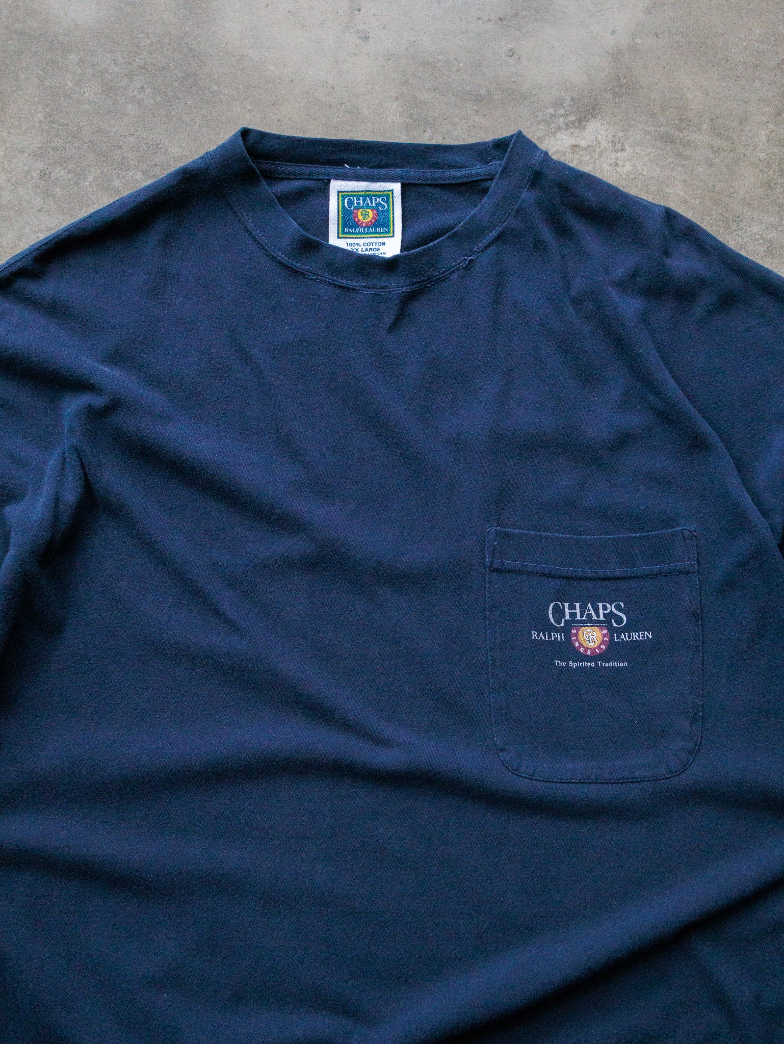 Vintage 90s Navy Chaps Ralph Lauren Pocket Tee (2XL)