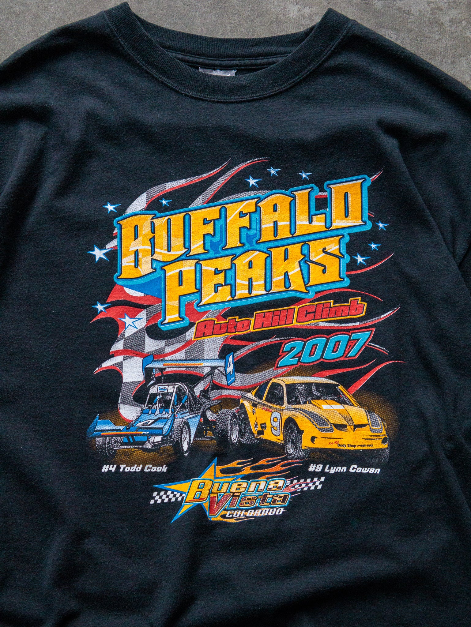 Vintage 2007 Black Buffalo Peaks Auto Hill Climb Racing Tee (L)