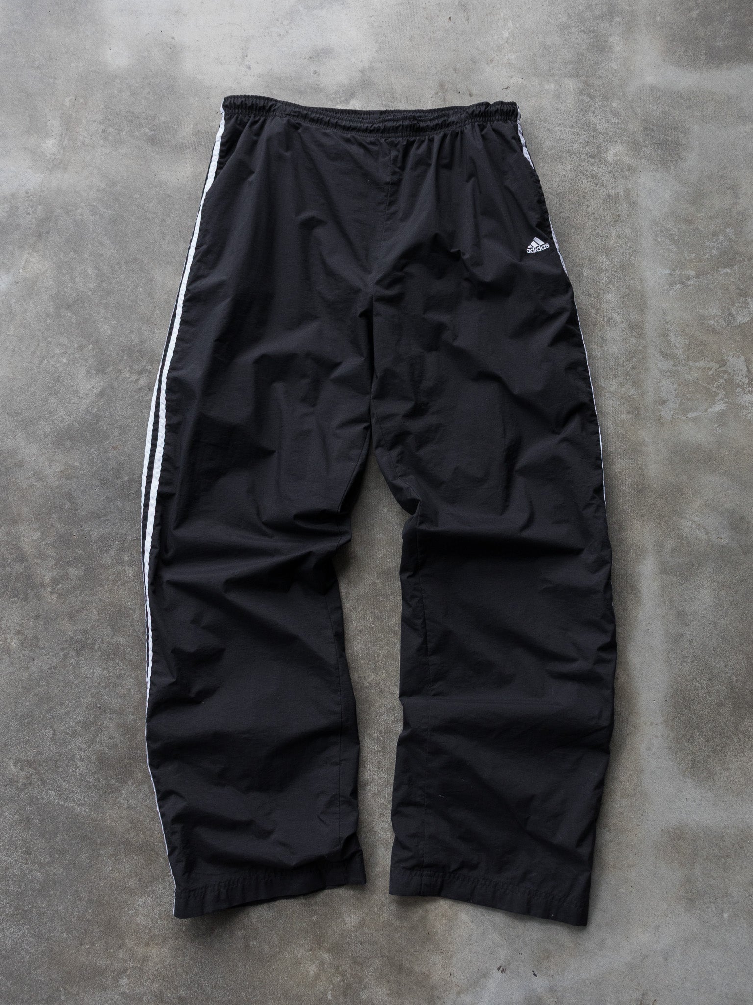 Vintage Black Adidas Three Stripe Track Pants (XL)