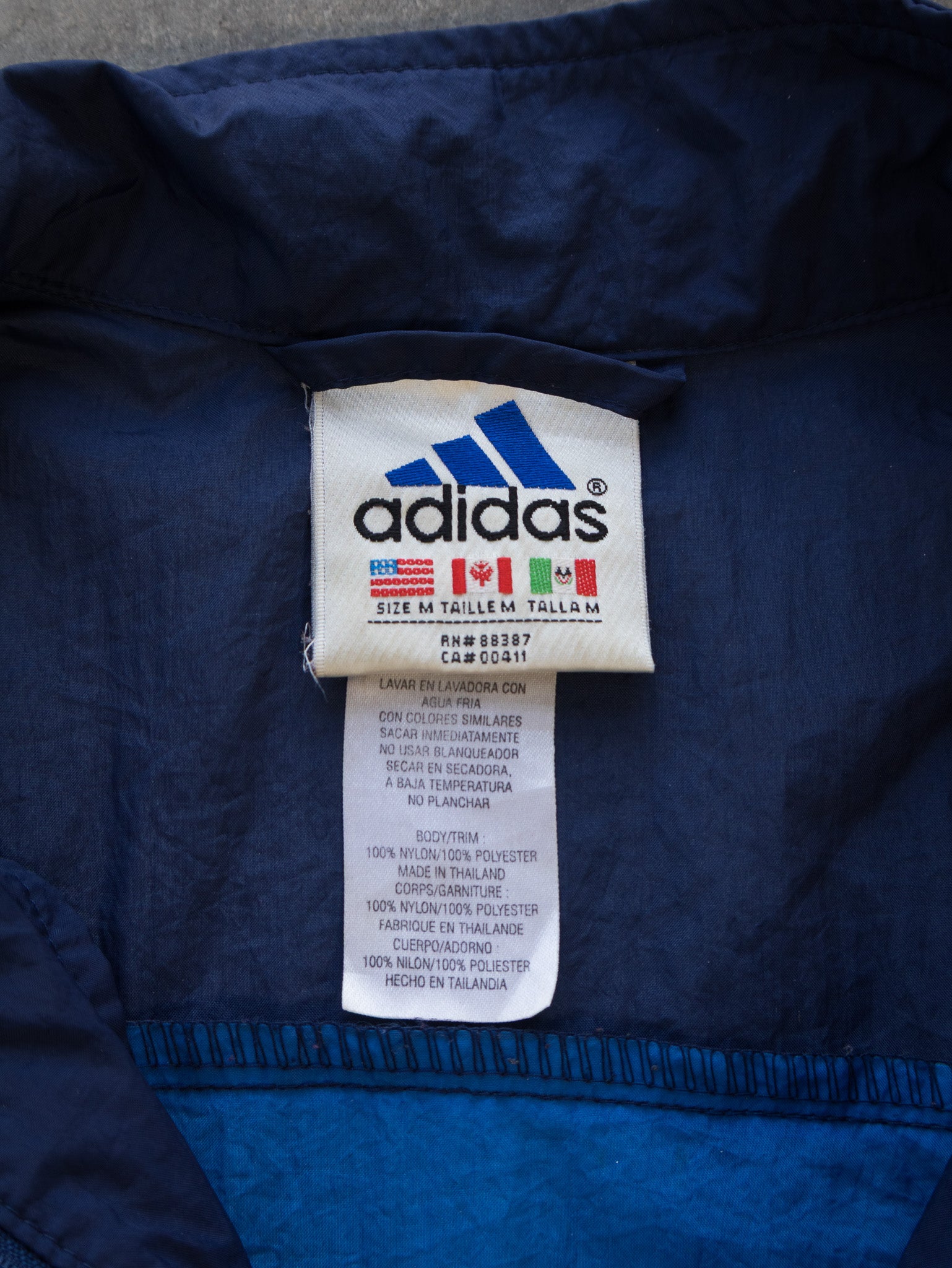 Vintage Navy Adidas 3-Stripe Track Jacket (M)
