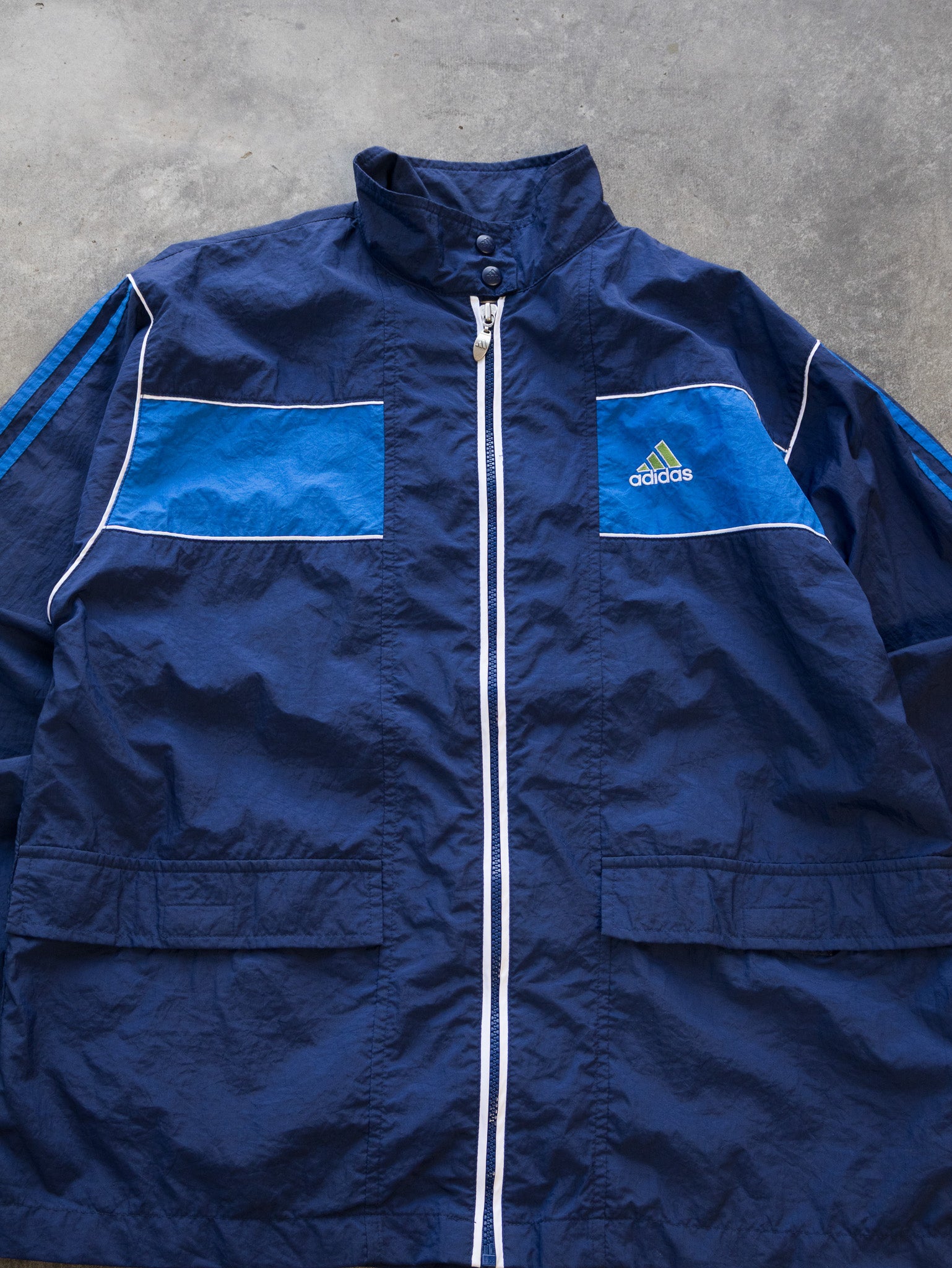 Vintage Navy Adidas 3-Stripe Track Jacket (M)