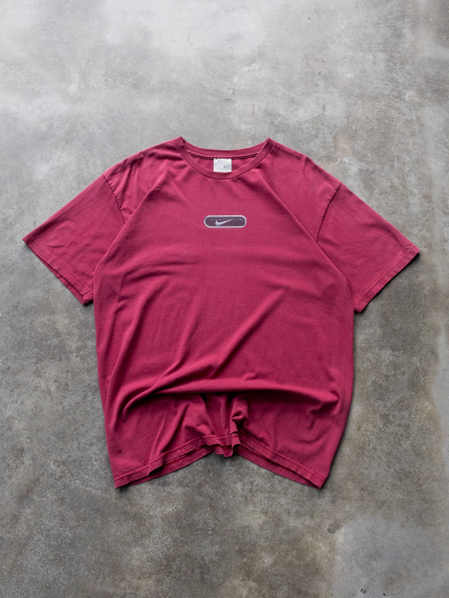 Vintage 90s Maroon Nike Logo Basketball Tee (L)