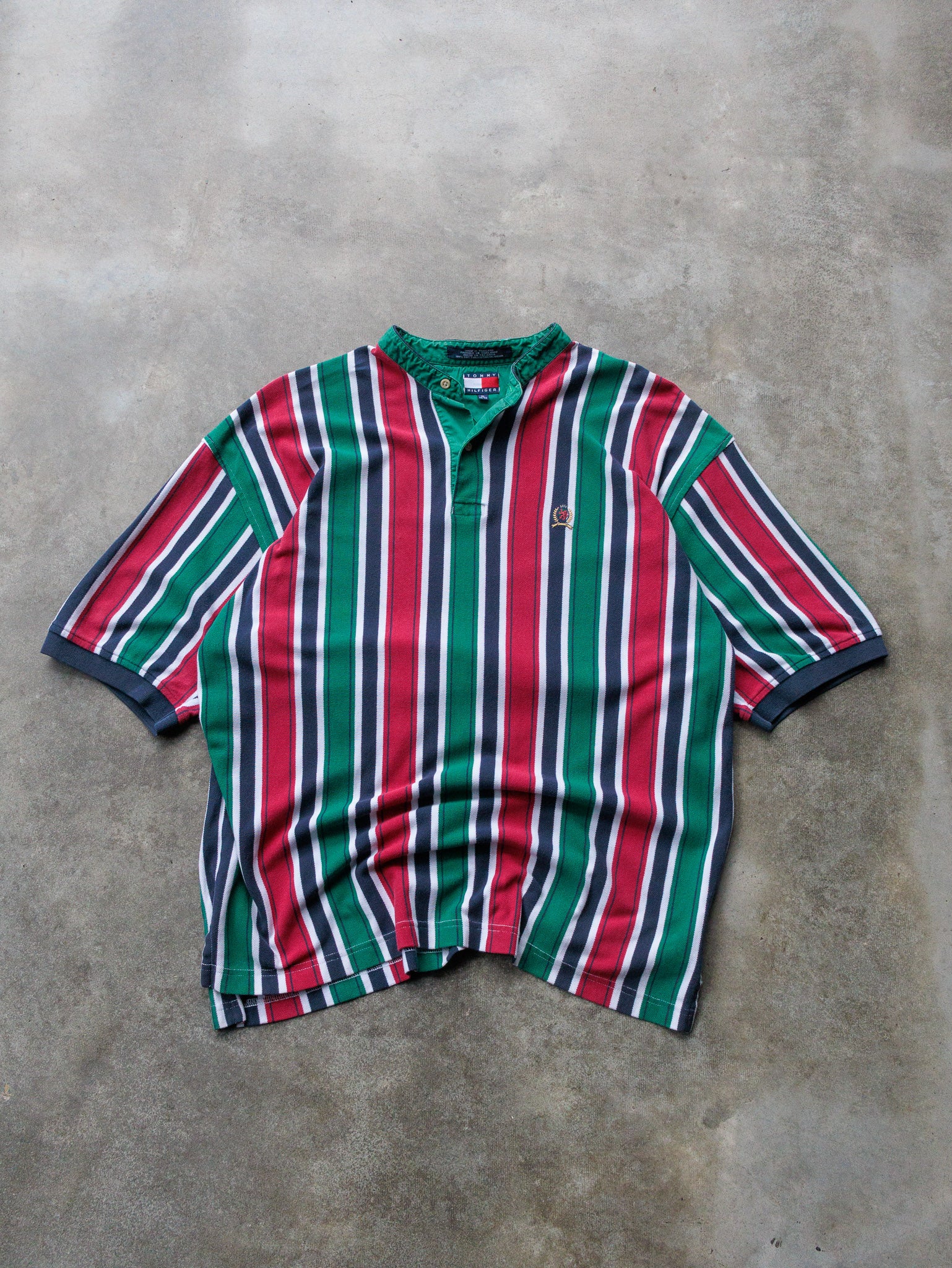 Vintage 90s Tommy Hilfiger Multi-Color Striped Shirt (XL)
