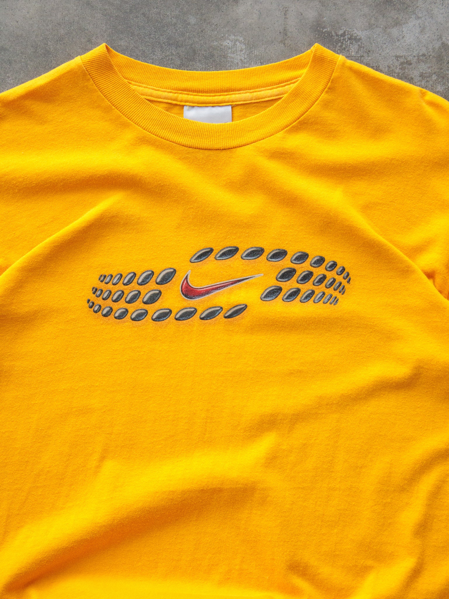 Vintage 90s Yellow Nike Graphic Long Sleeve (XL)
