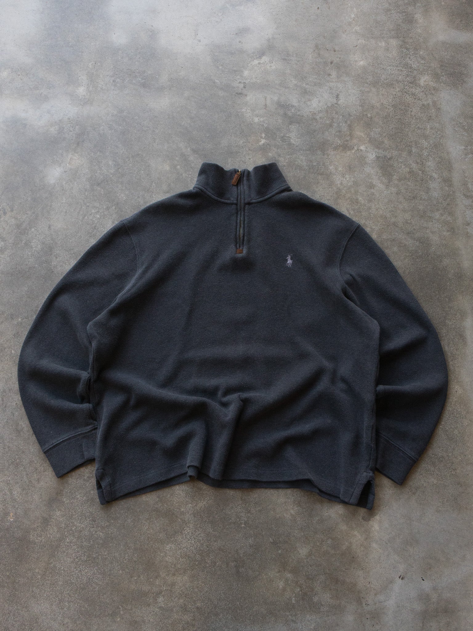 Vintage Charcoal Polo Ralph Lauren Quarter Zip Knit (L)