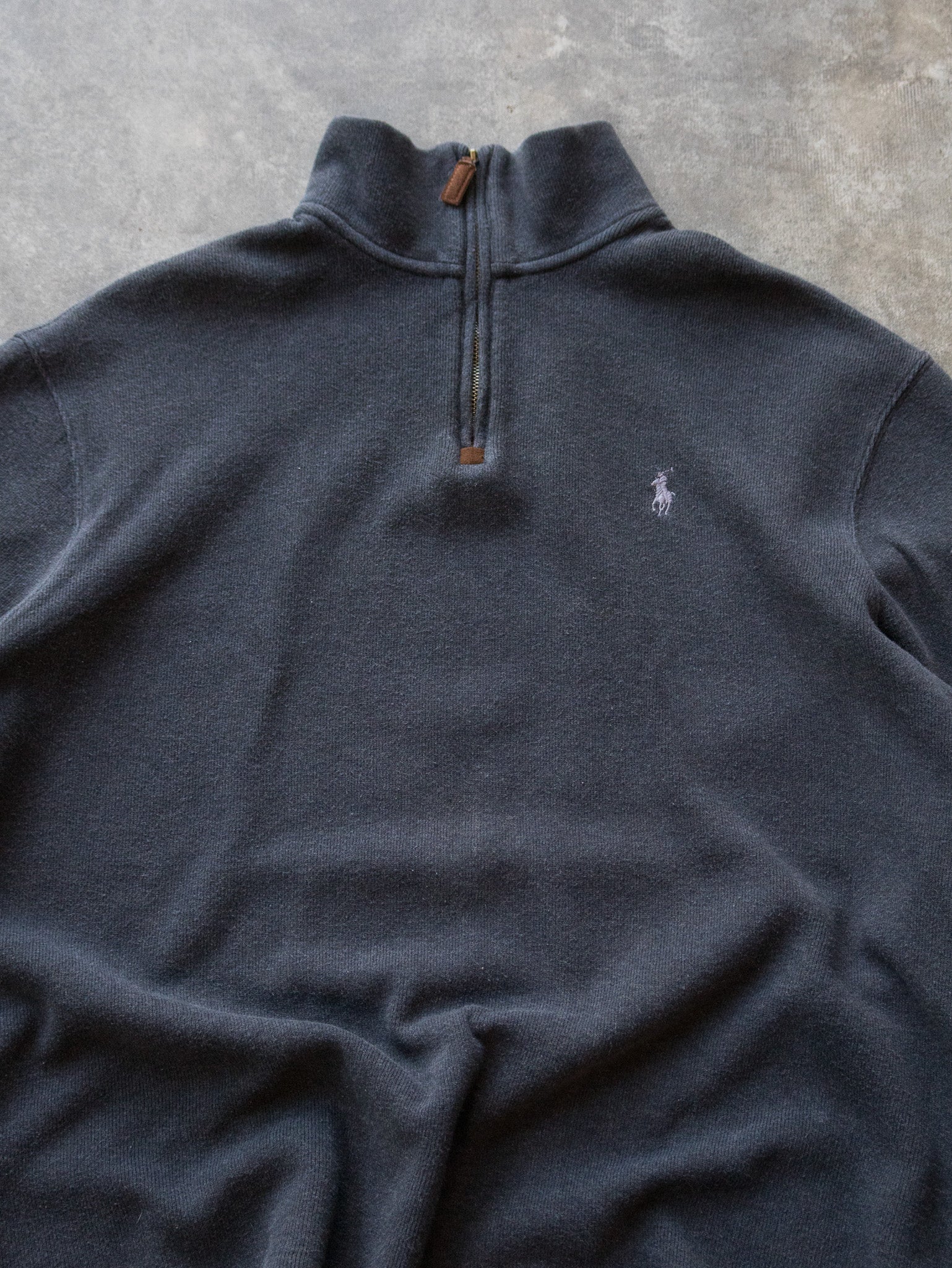 Vintage Charcoal Polo Ralph Lauren Quarter Zip Knit (L)